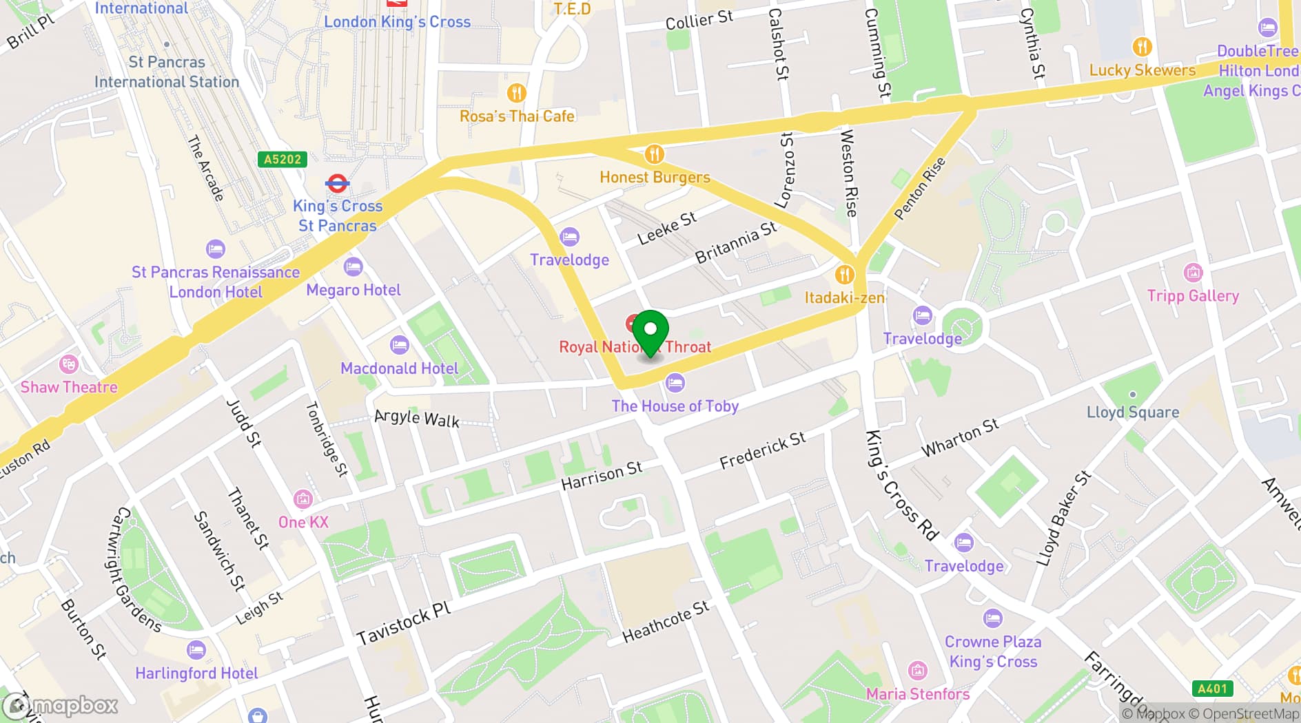 Map showing TheraFit London