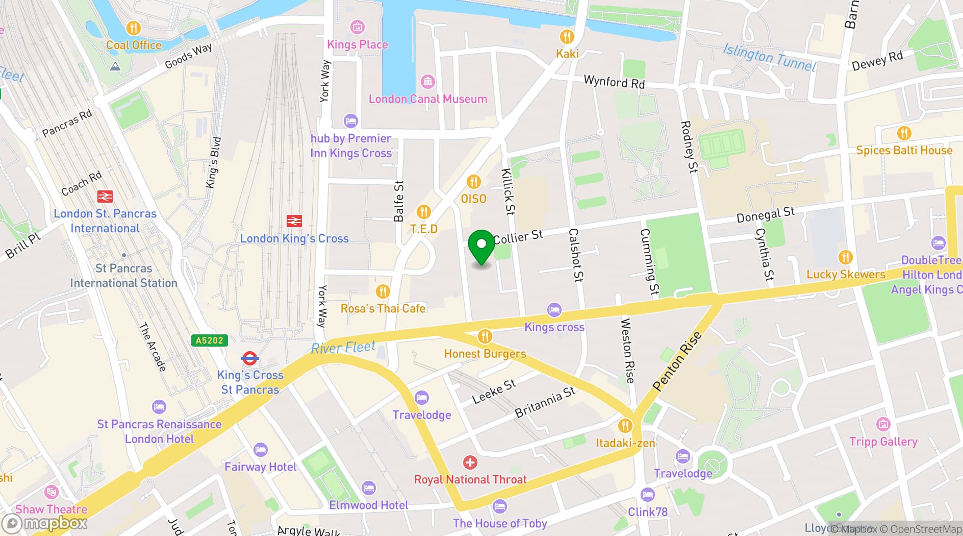 Map showing 2Northdown, King's Cross