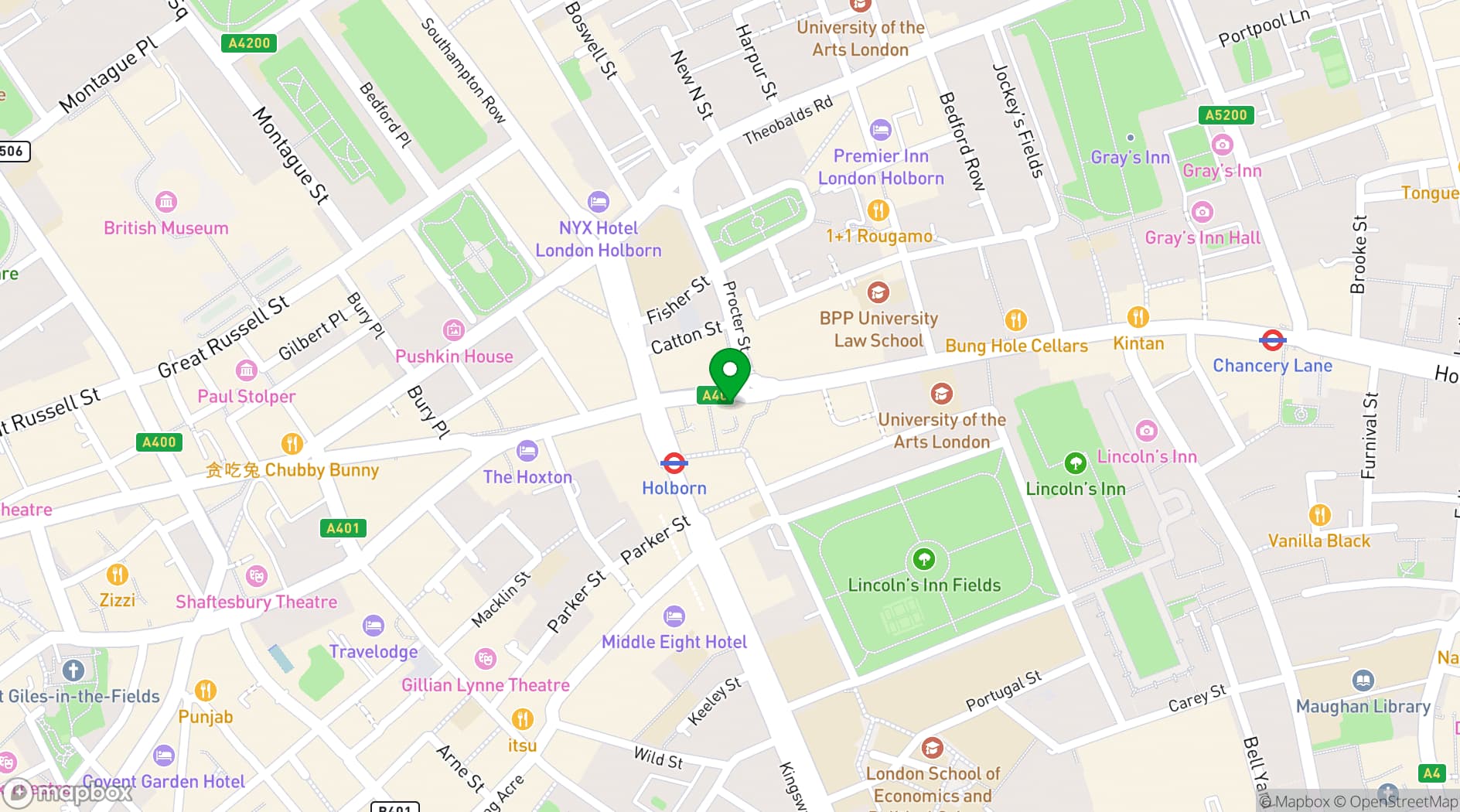 Map showing The Space Holborn