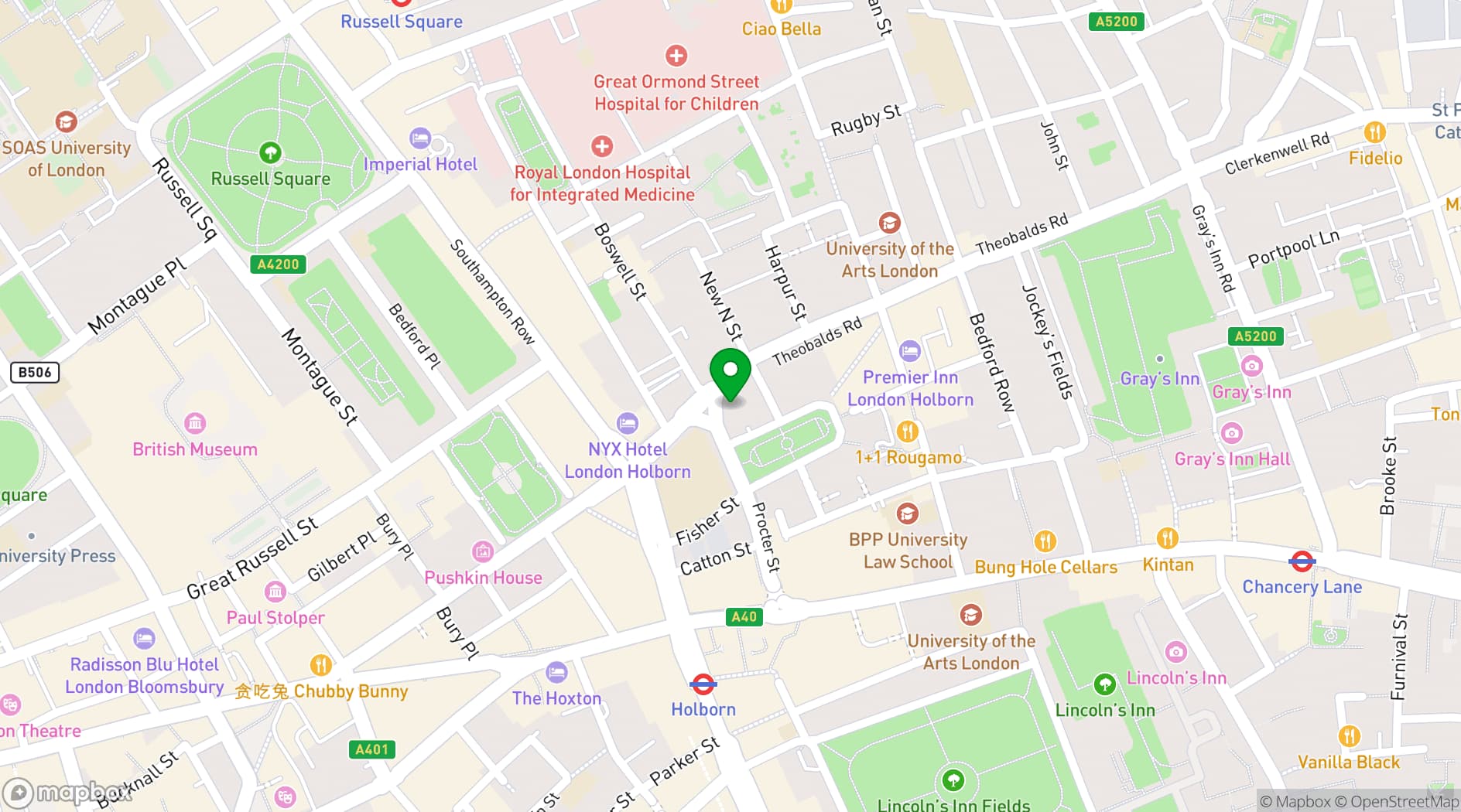 Map showing Churchill House, home of the Royal College of Anaesthetists