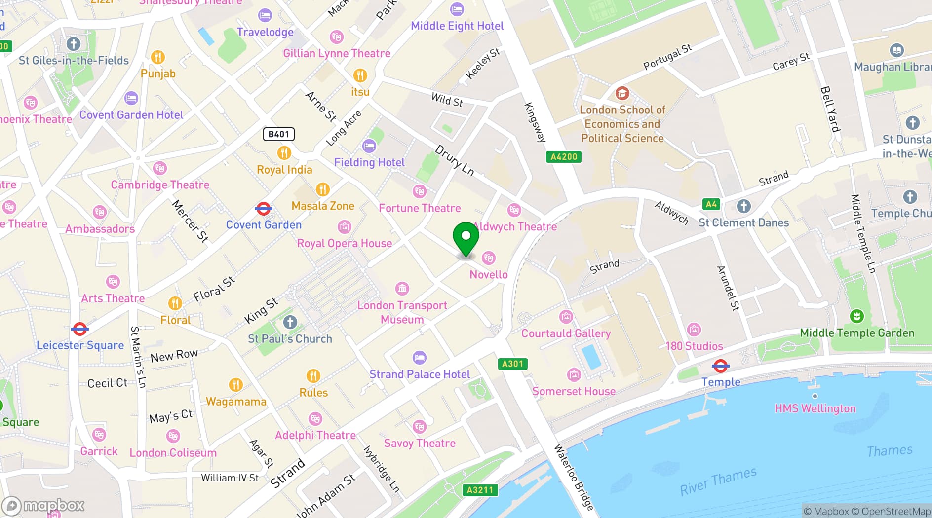 Map showing Theatre Royal Drury Lane