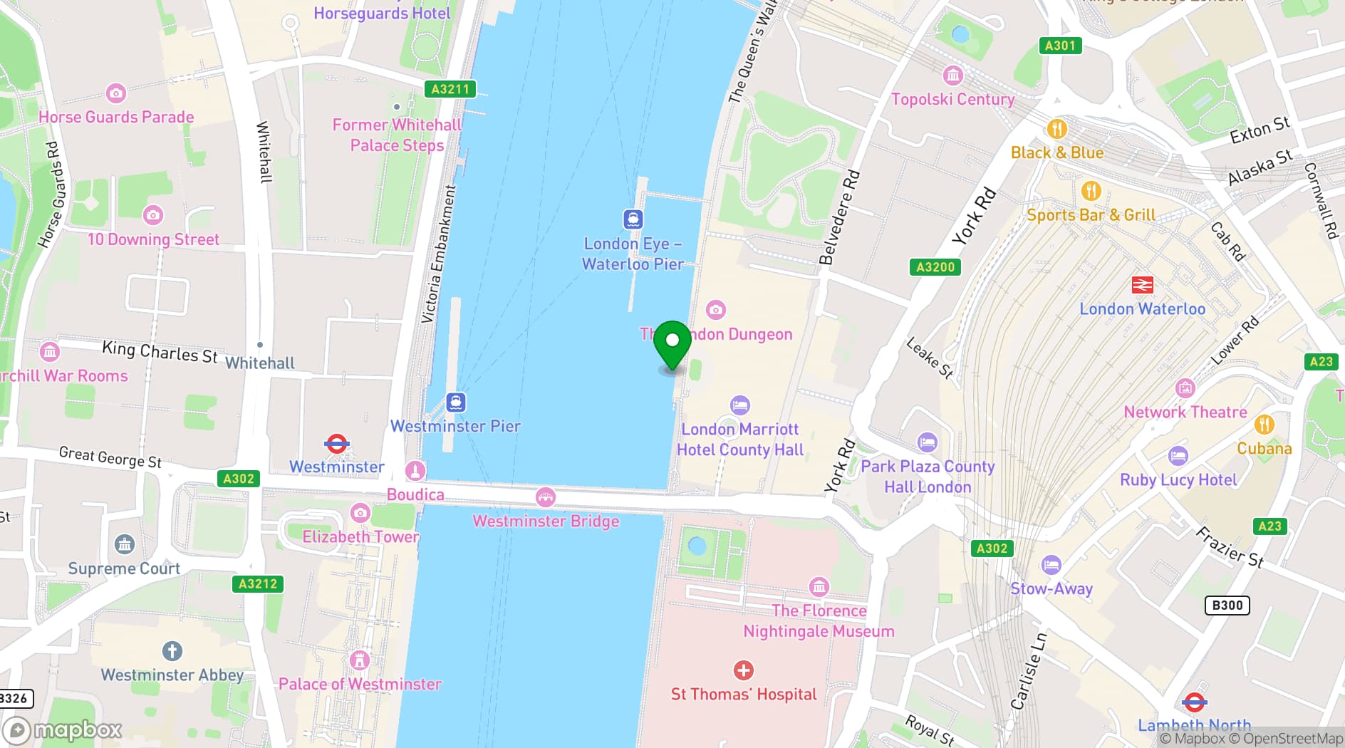Map showing Shrek's Adventure! London