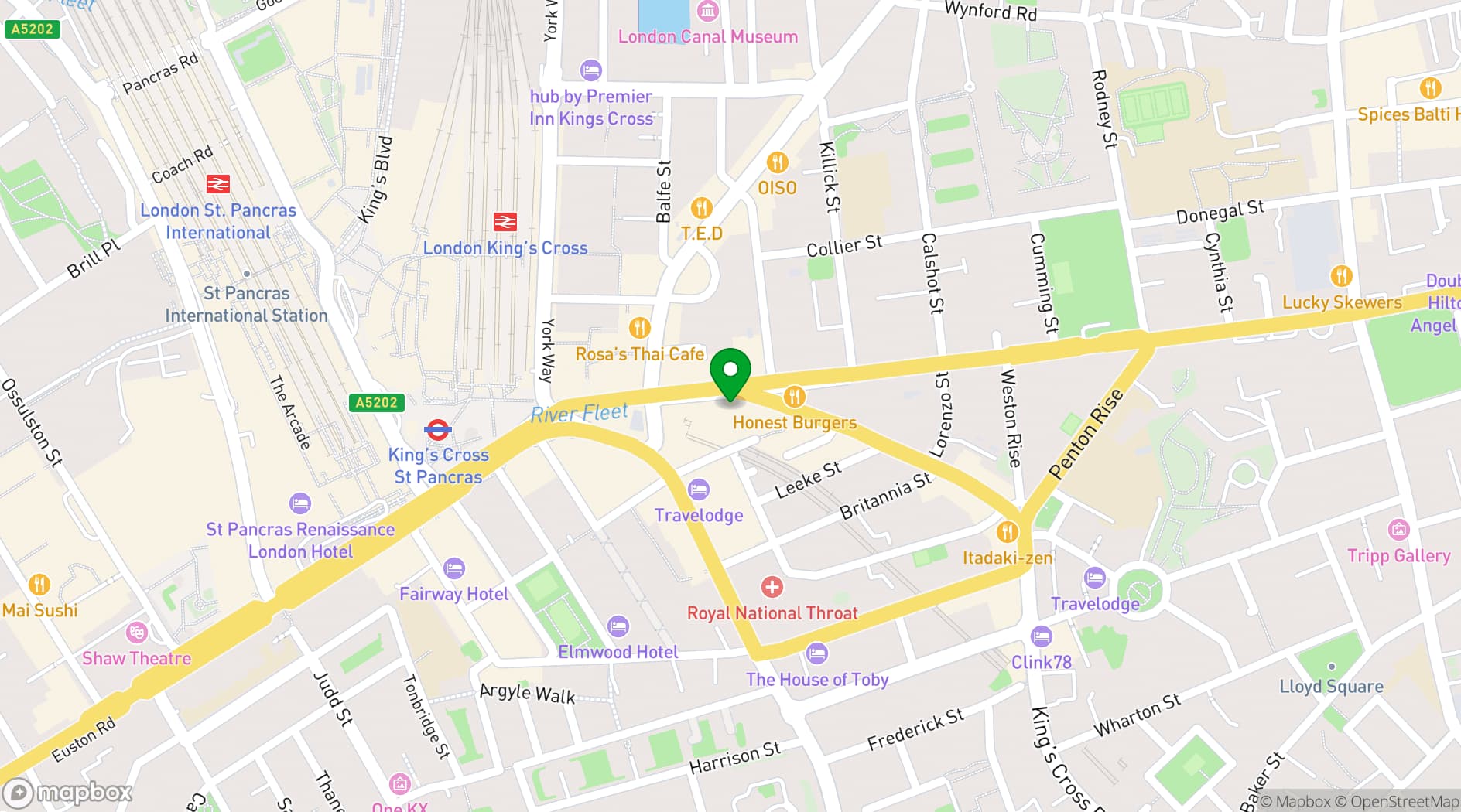 Map showing Bill Chill Kings Cross