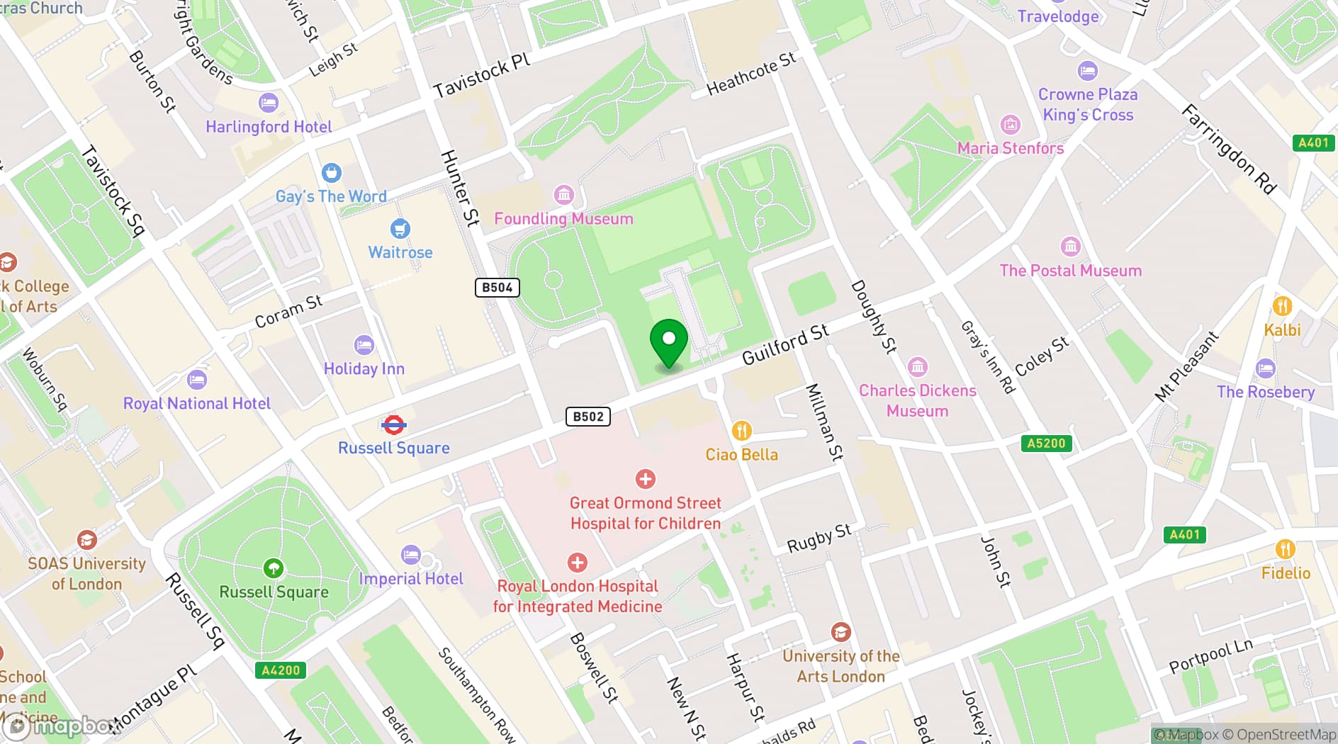 Map showing The Bloomsbury Big Top
