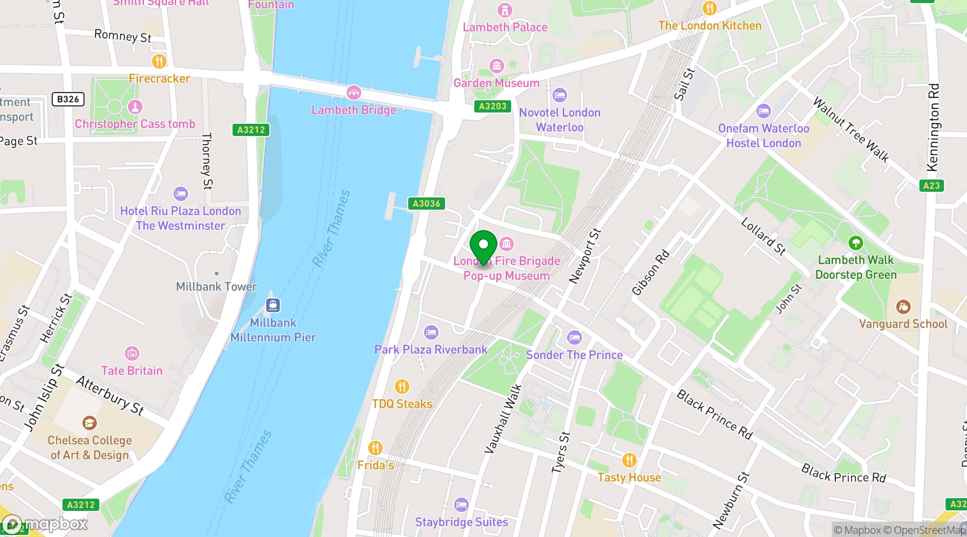 Map showing Southbank Training
