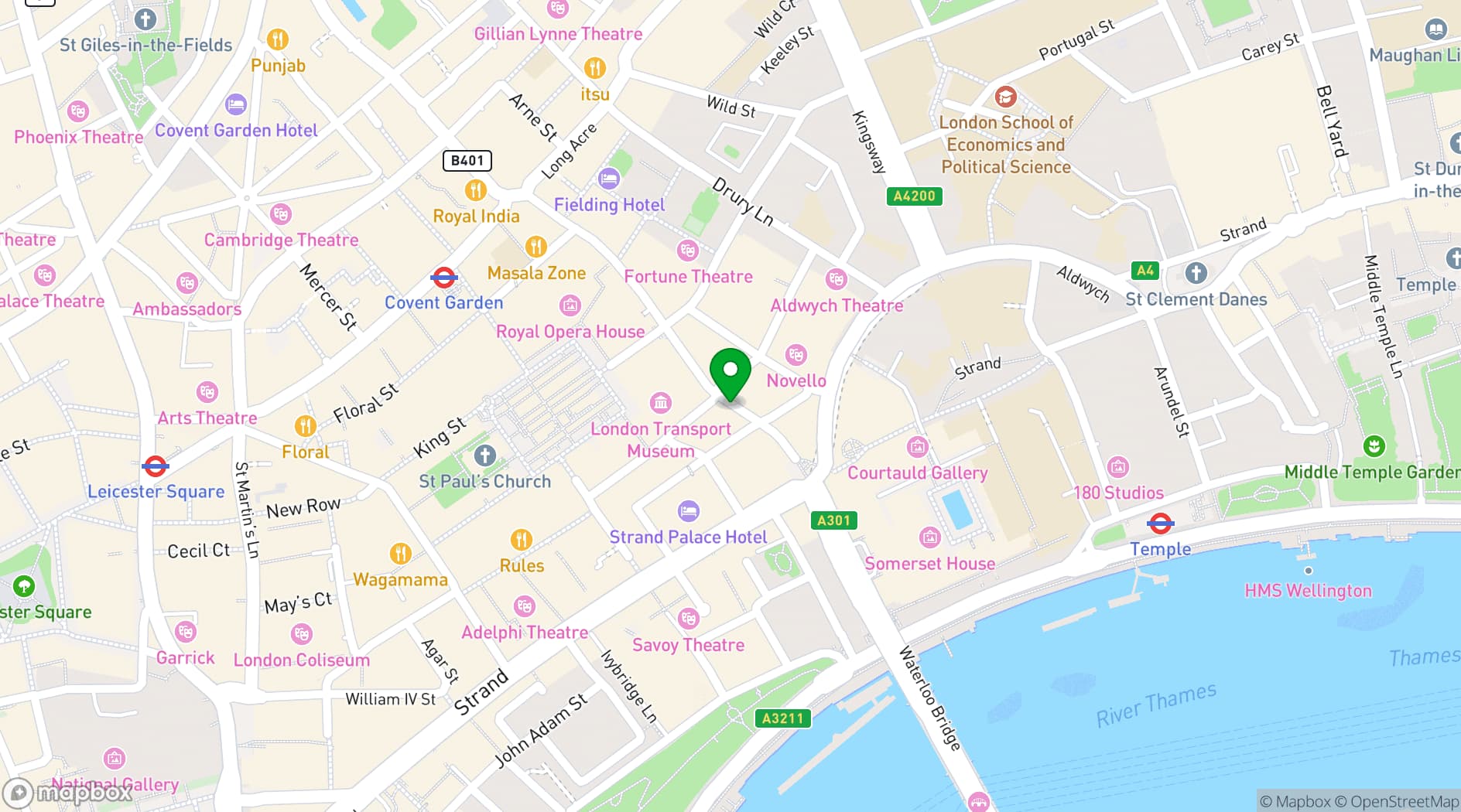 Map showing Bella Italia Wellington Street