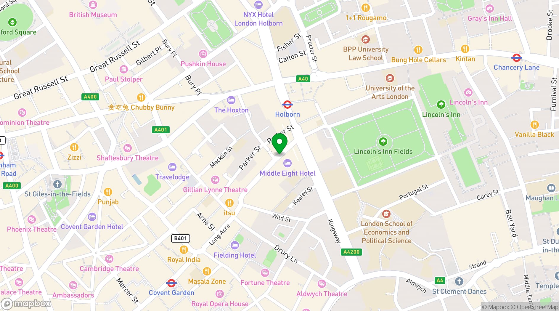 Map showing QT Covent Garden, London