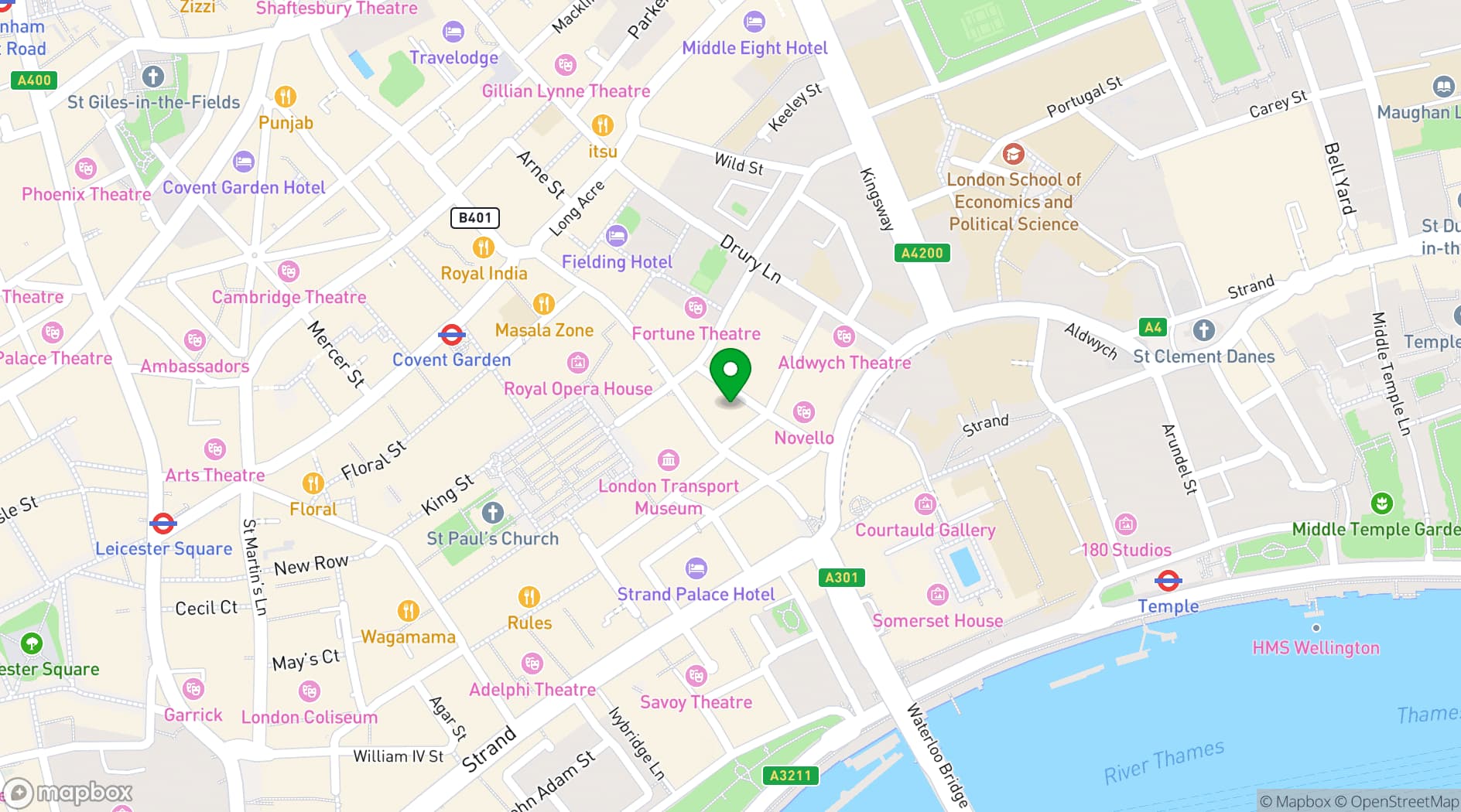 Map showing Opera Tavern