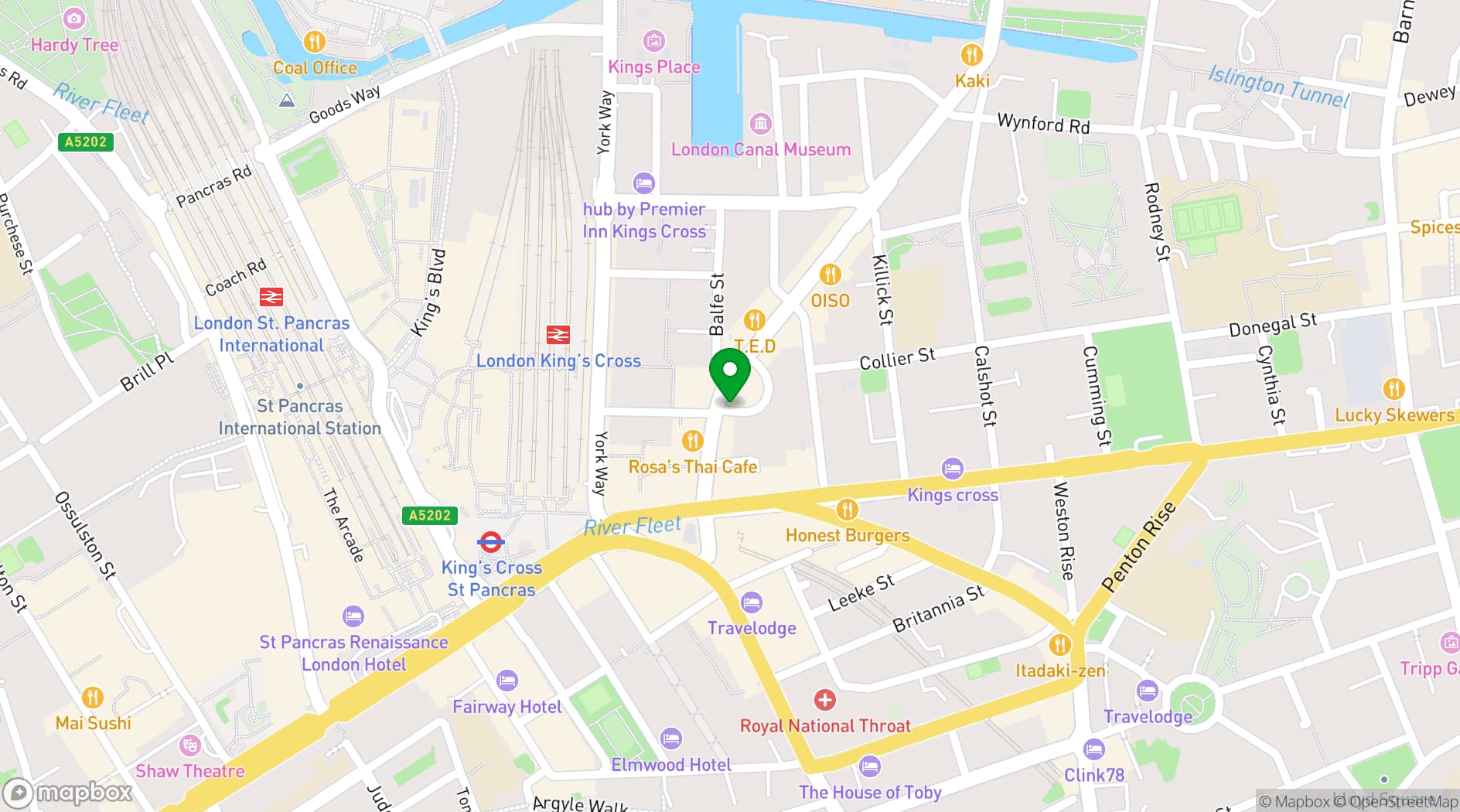 Map showing Simmons | King's Cross