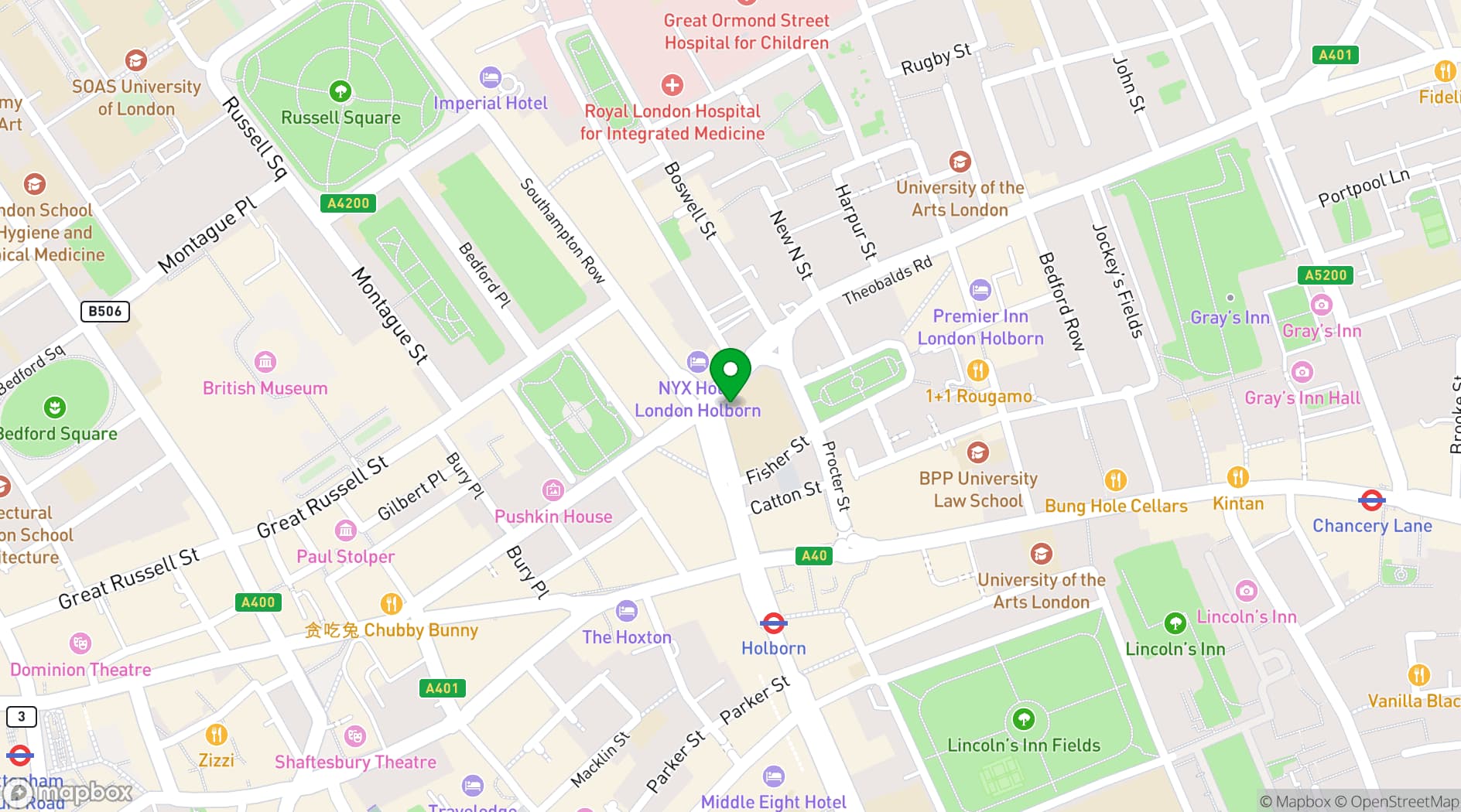 Map showing Hotel Indigo London Clerkenwell