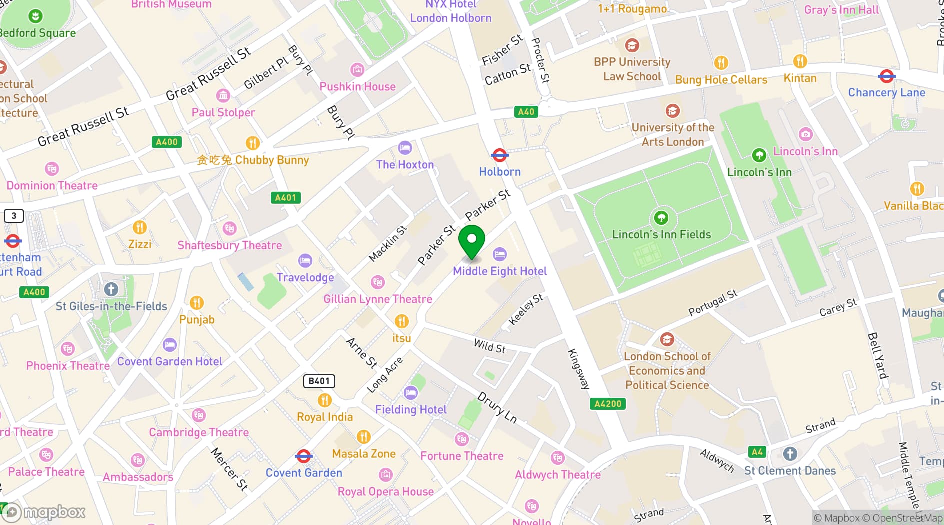 Map showing Grand Connaught Rooms