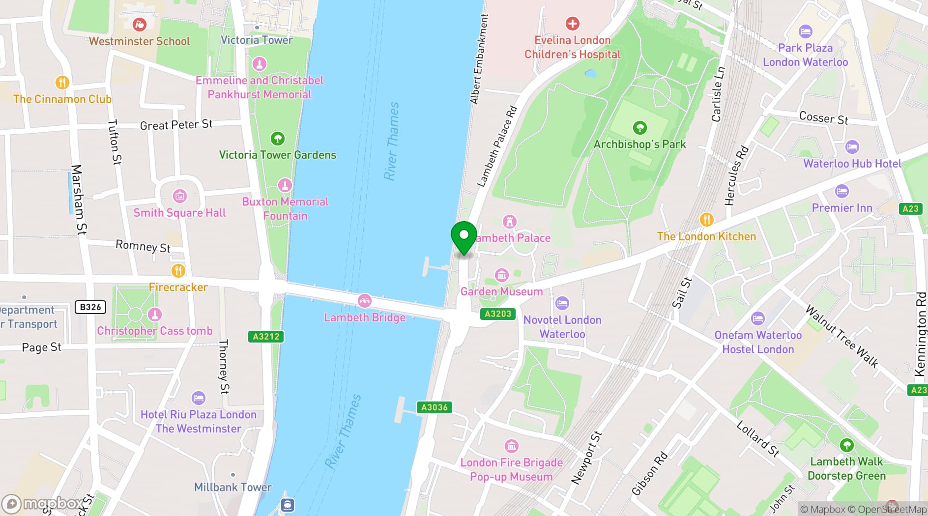 Map showing Garden Museum
