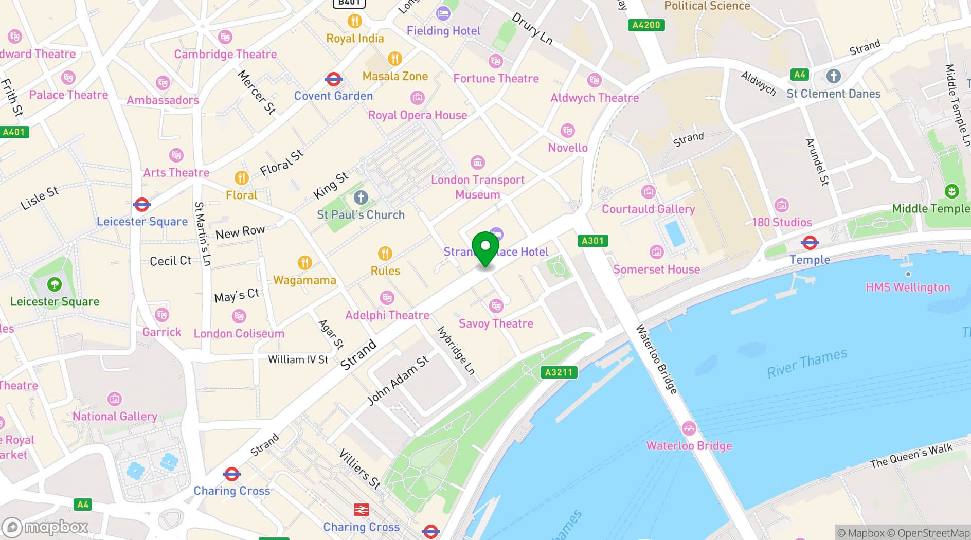 Map showing Savoy Grill