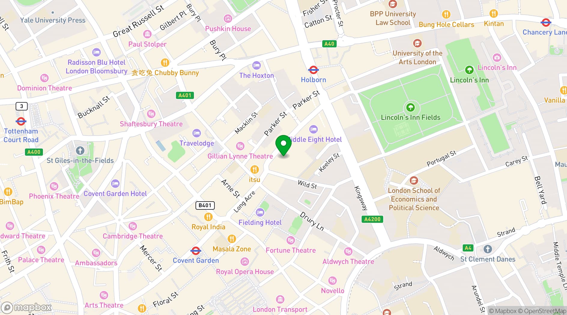 Map showing 60 Great Queen Street