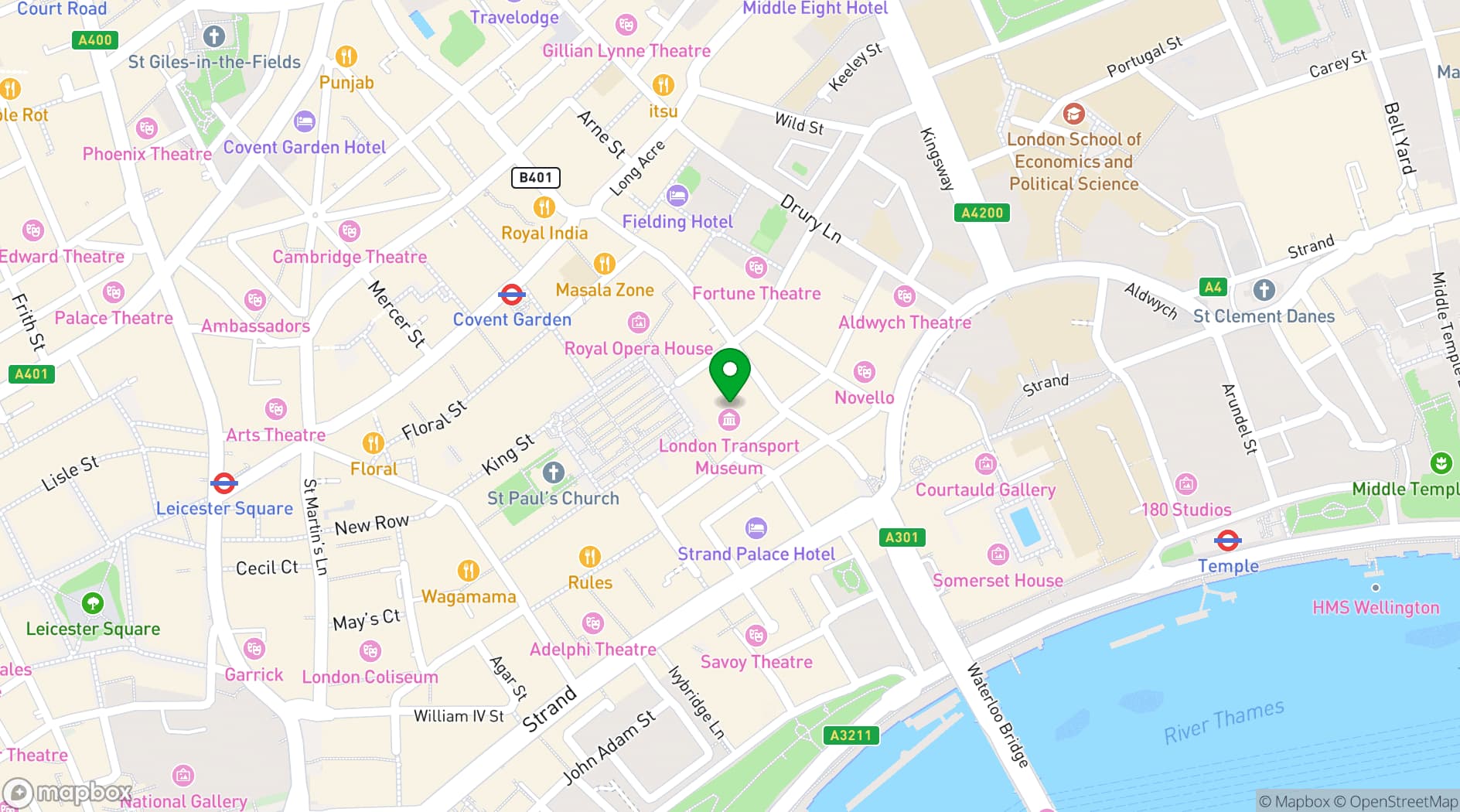 Map showing London Transport Museum