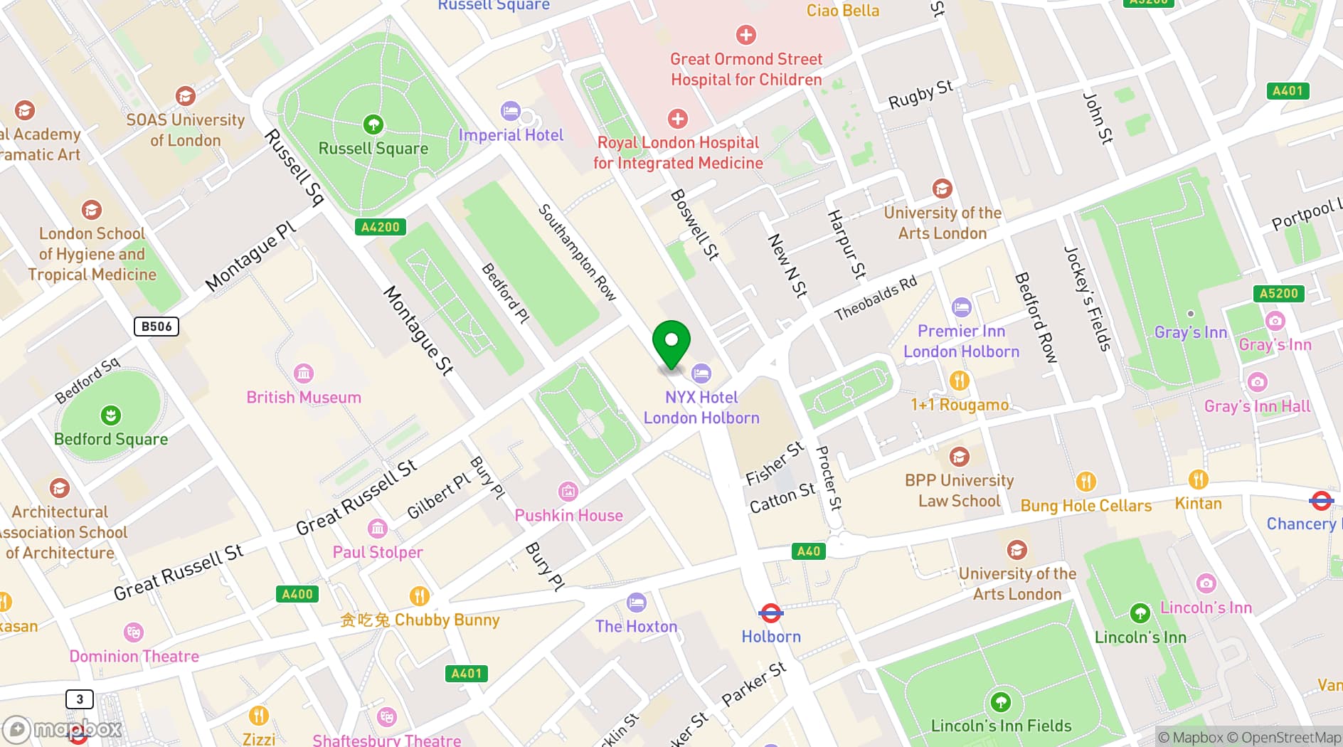 Map showing Sabine Holborn