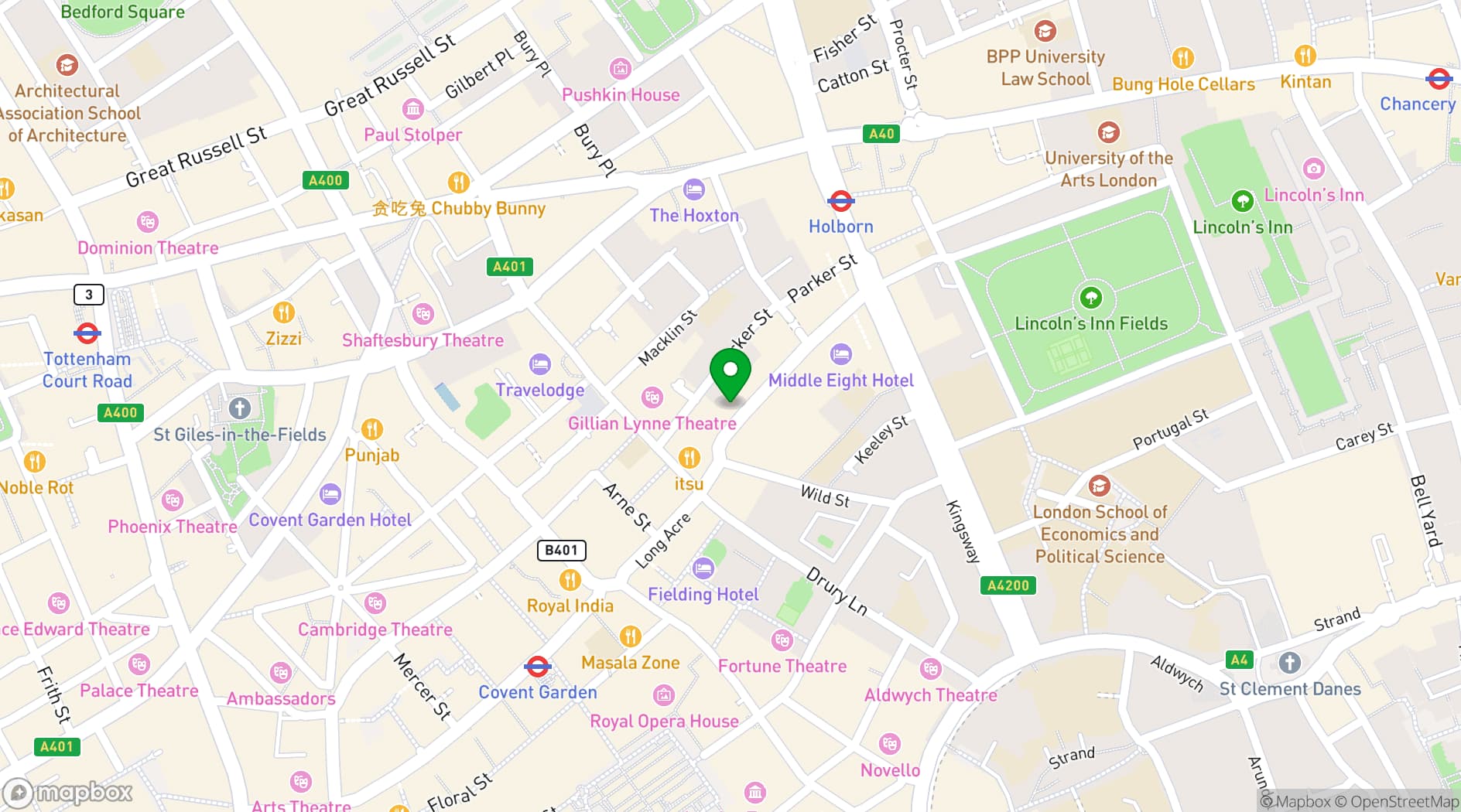 Map showing LOCKES Covent Garden