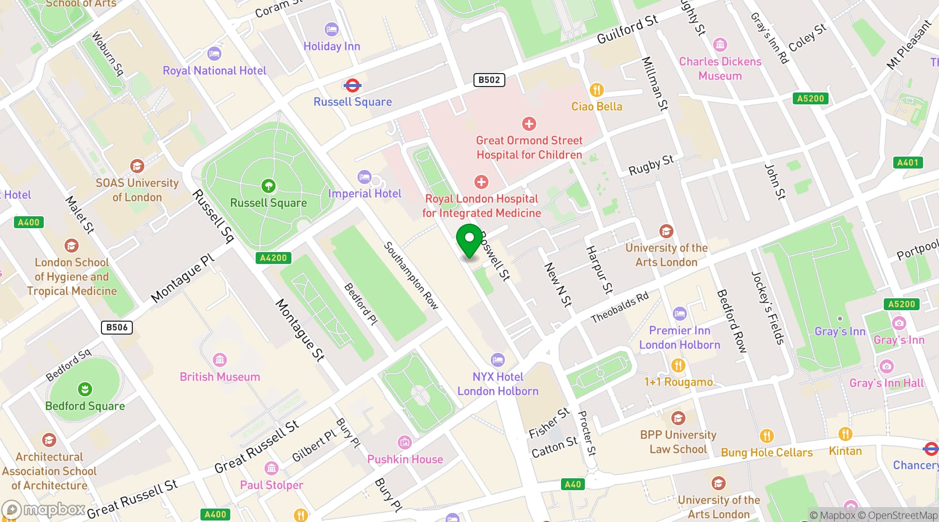 Map showing October Gallery