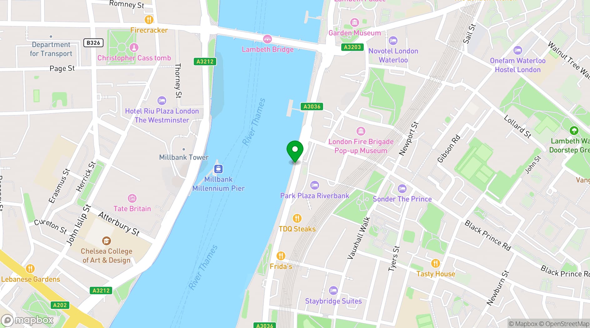 Map showing Tamesis Dock 