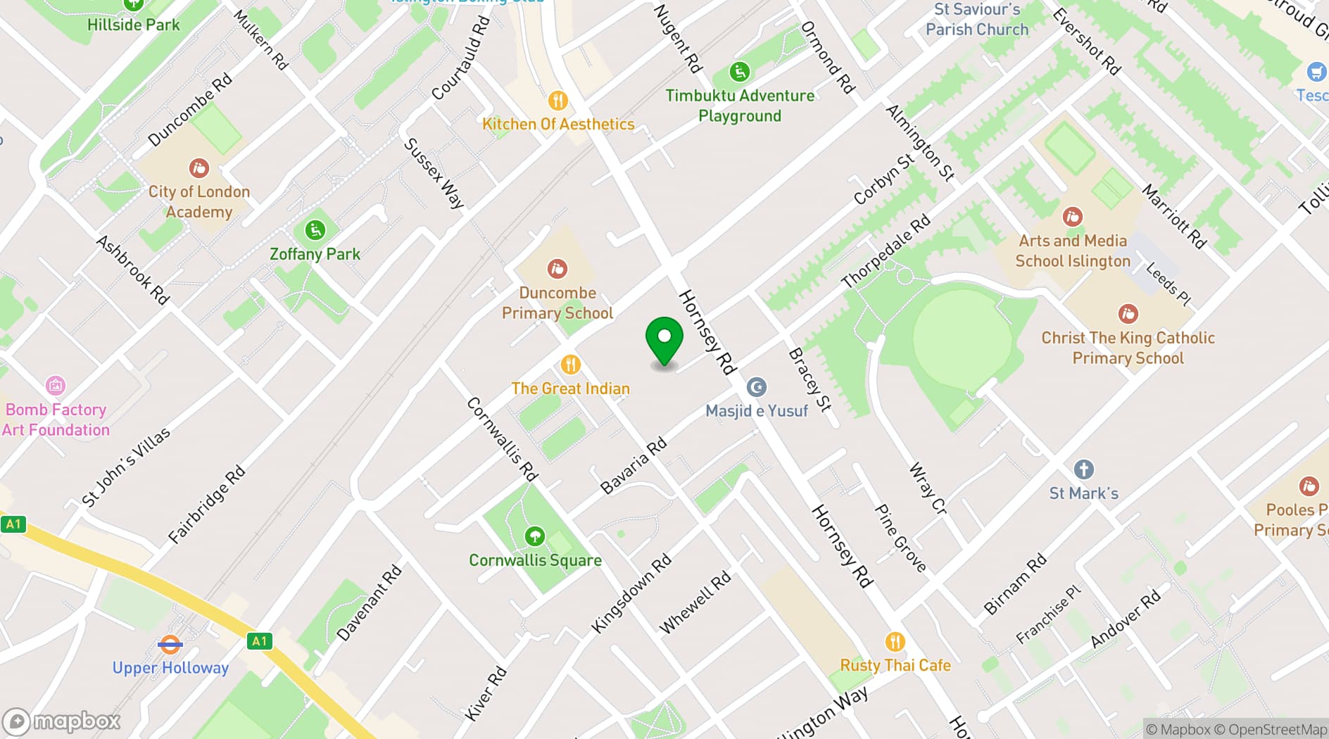 Map showing The Factory Fitness & Dance Centre