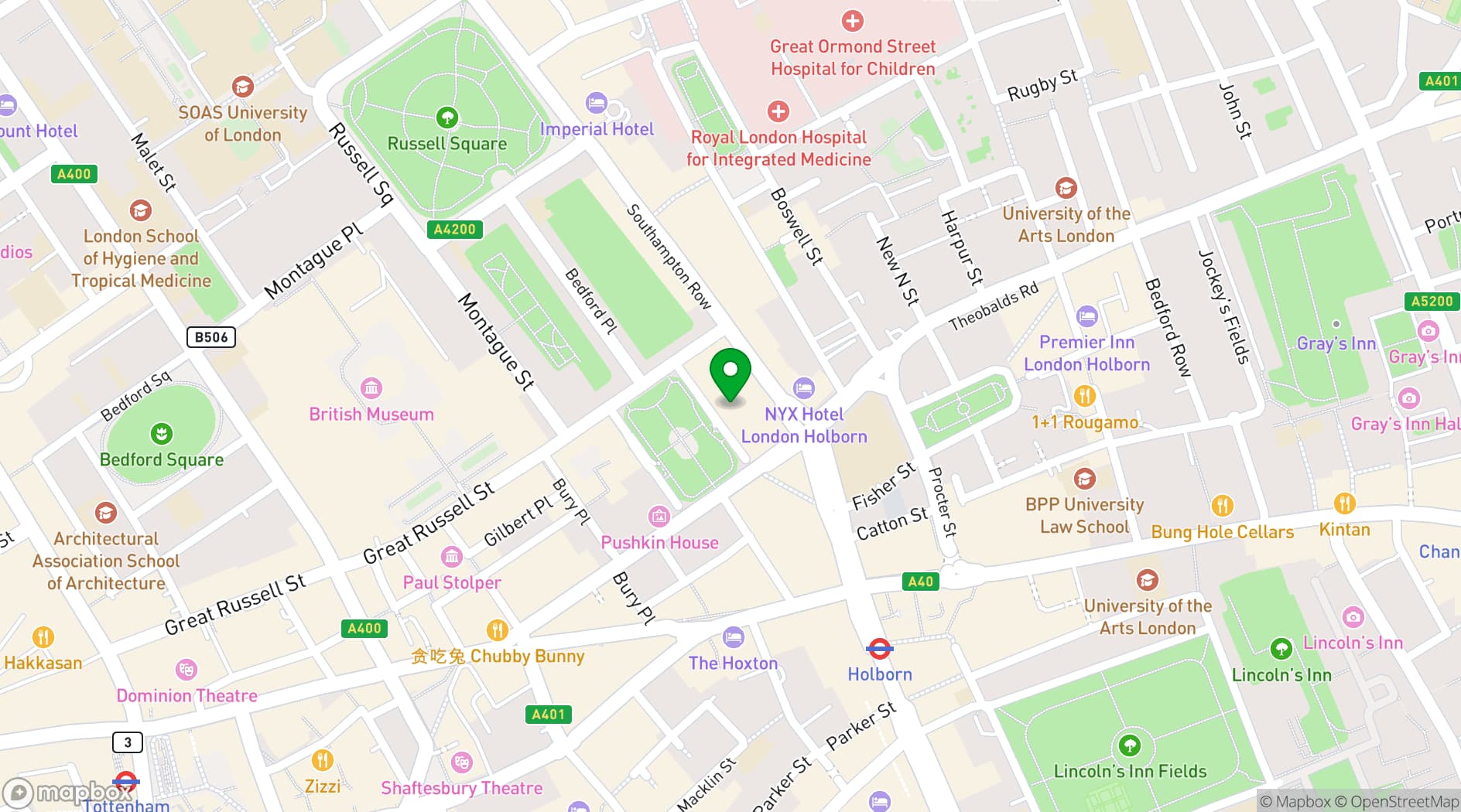 Map showing All Star Lanes - Holborn
