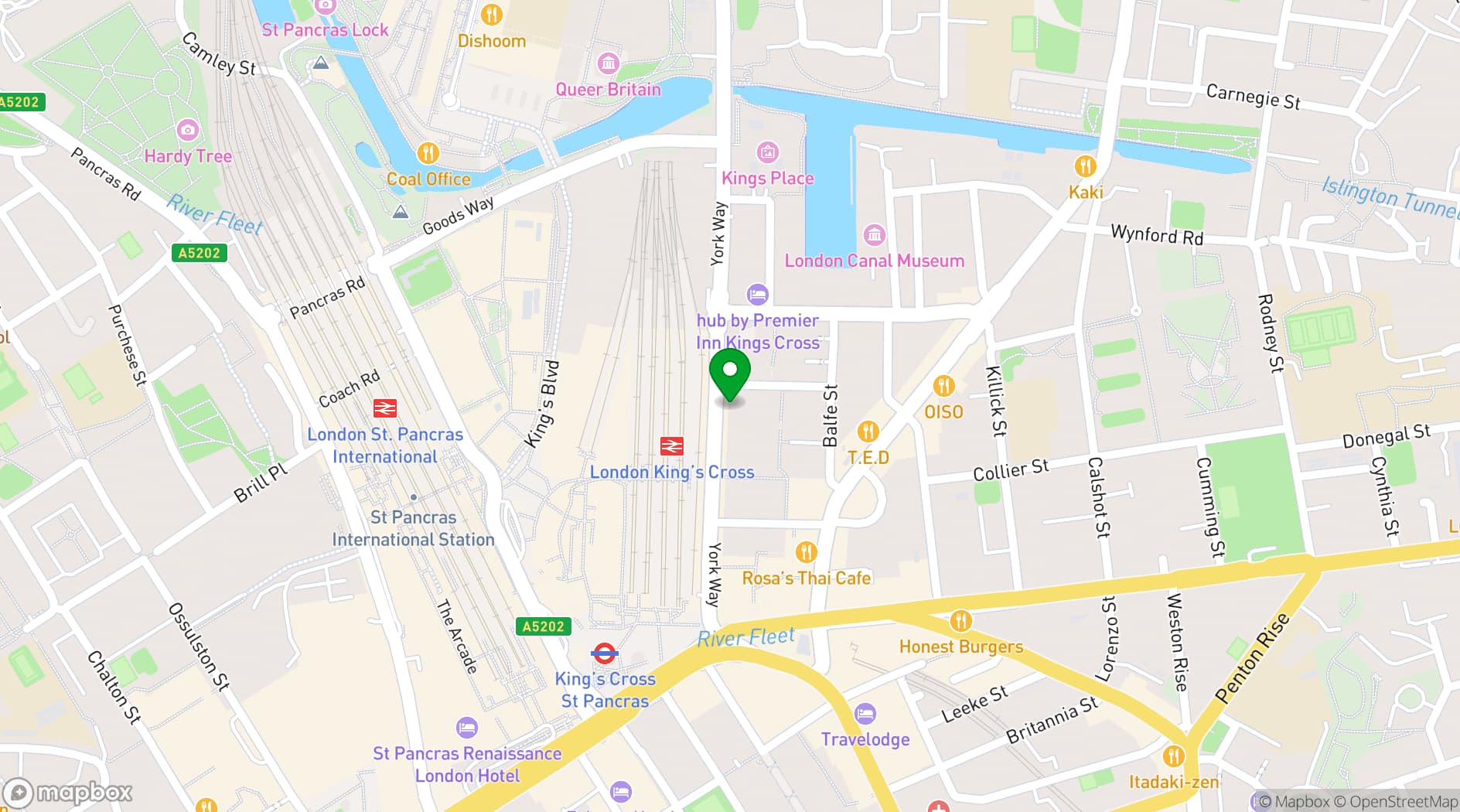 Map showing Impact Hub King's Cross