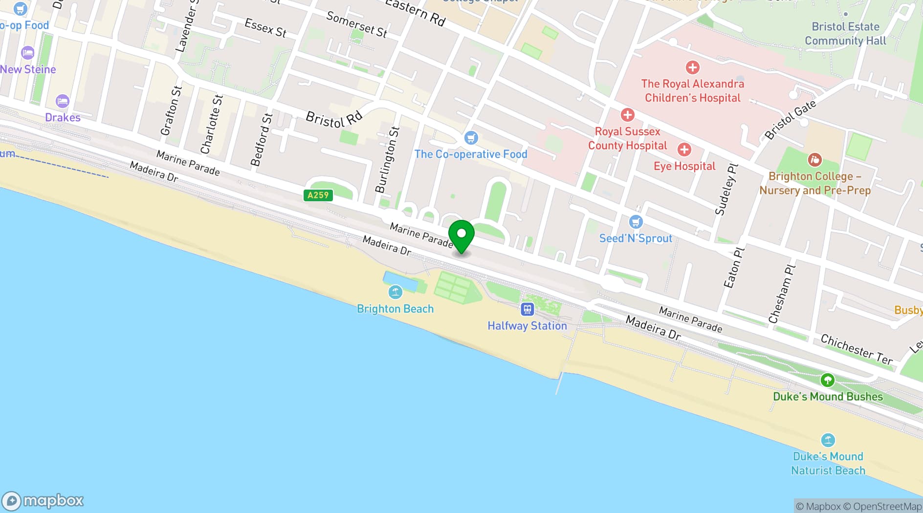 Map showing Jungle Rumble Brighton