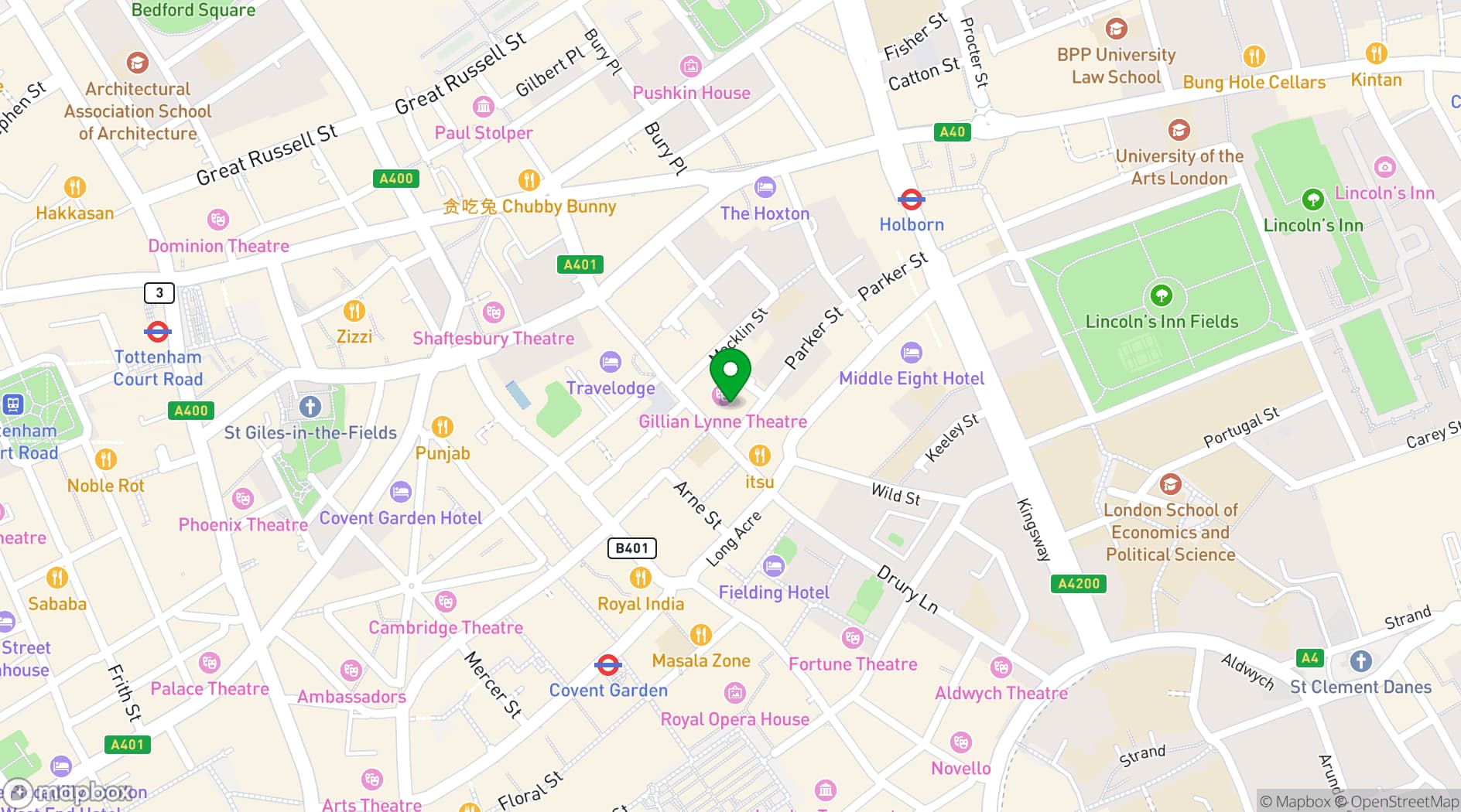 Map showing Piano Works Covent Garden