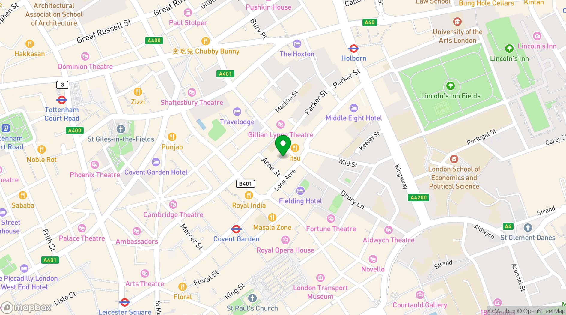 Map showing The Piano Works West End