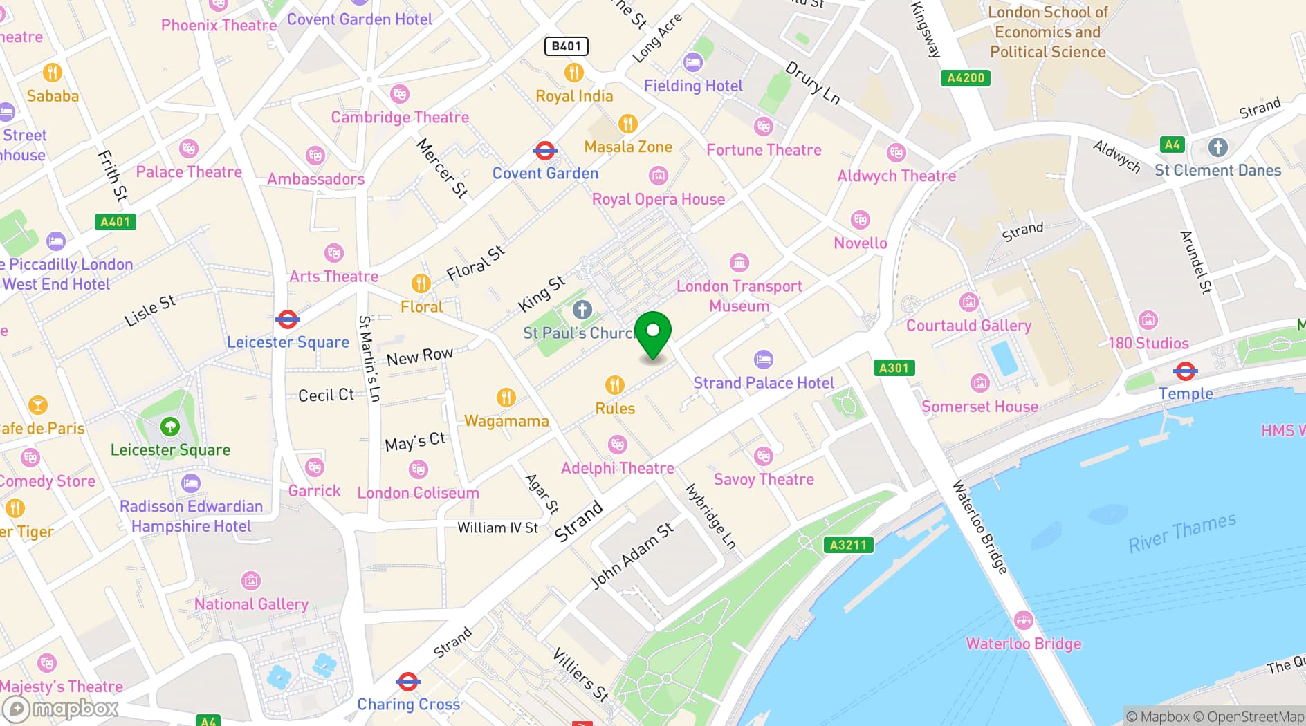 Map showing Covent Garden Grind