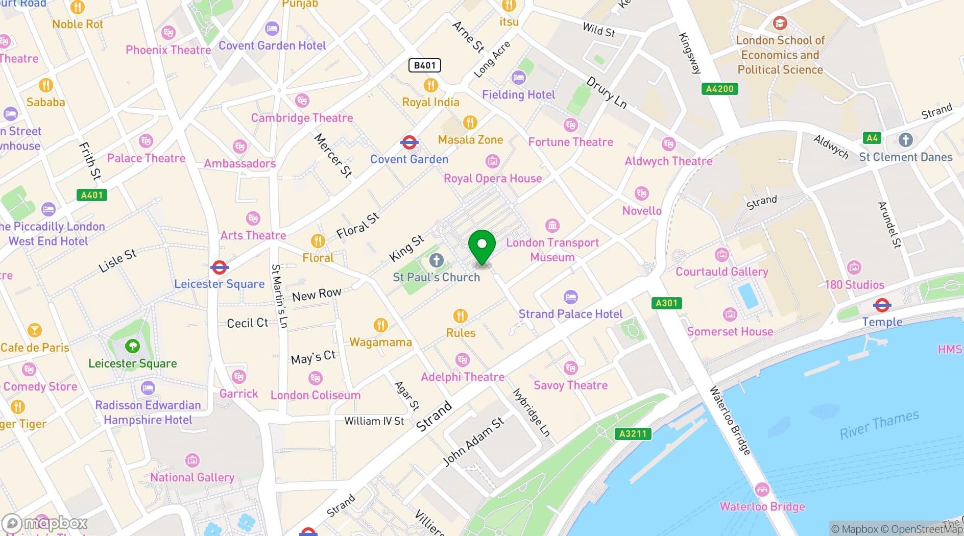Map showing The Ivy Market Grill