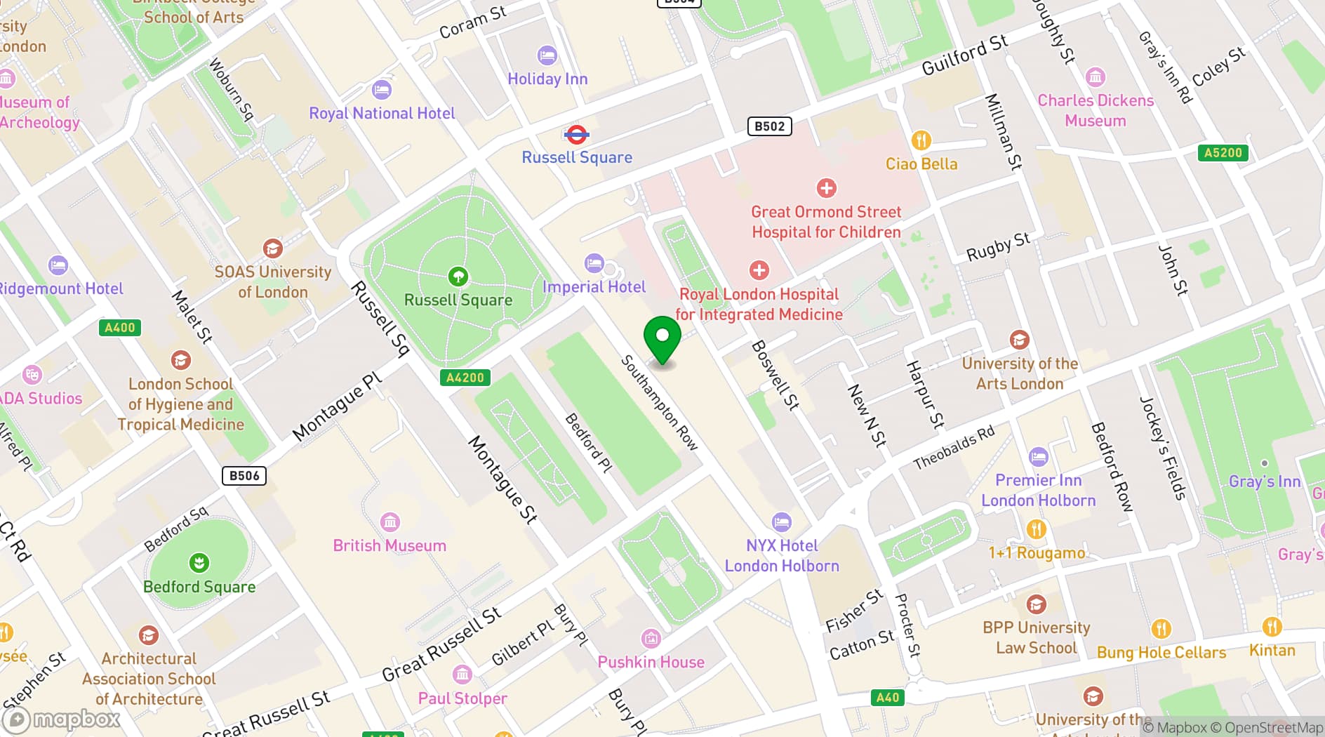 Map showing Thistle Bloomsbury Park