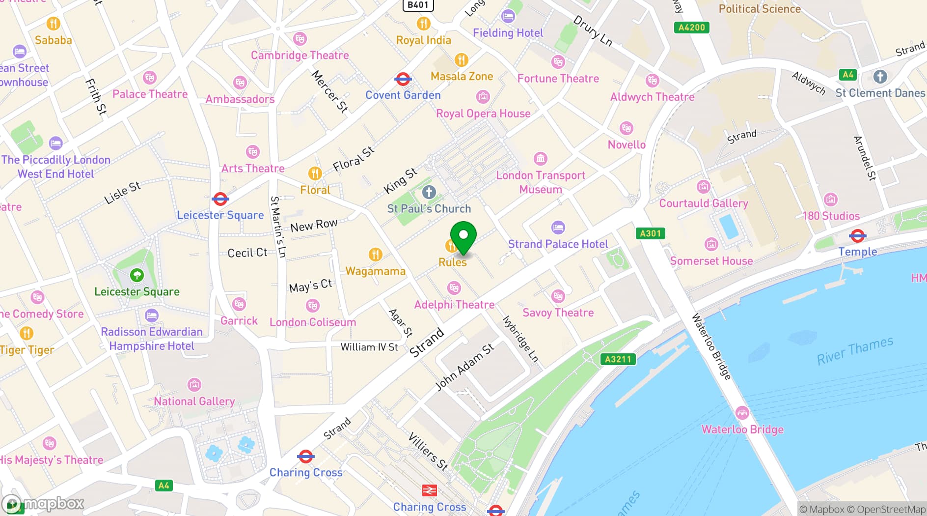 Map showing Big Easy Covent Garden