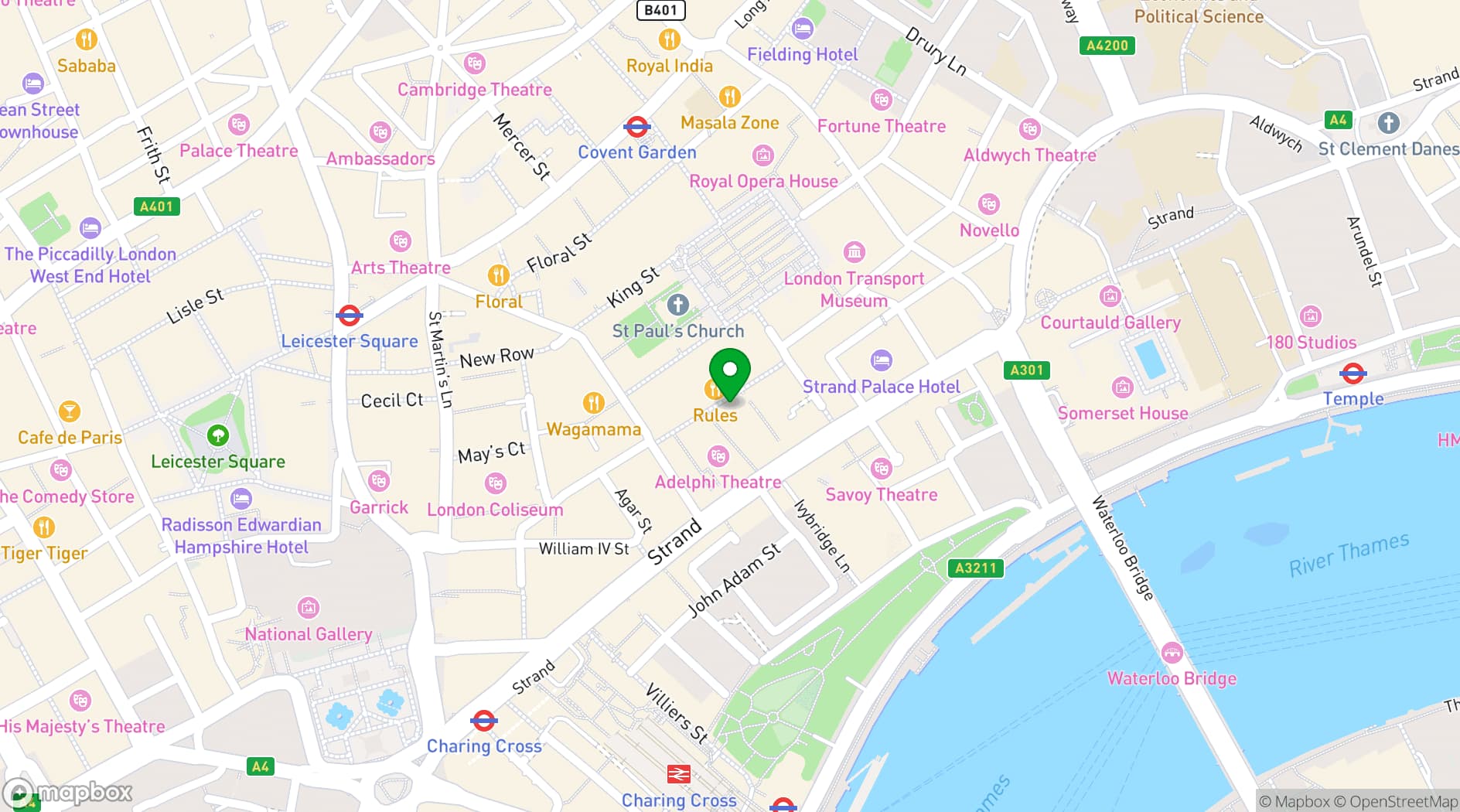 Map showing Big Easy Covent Garden
