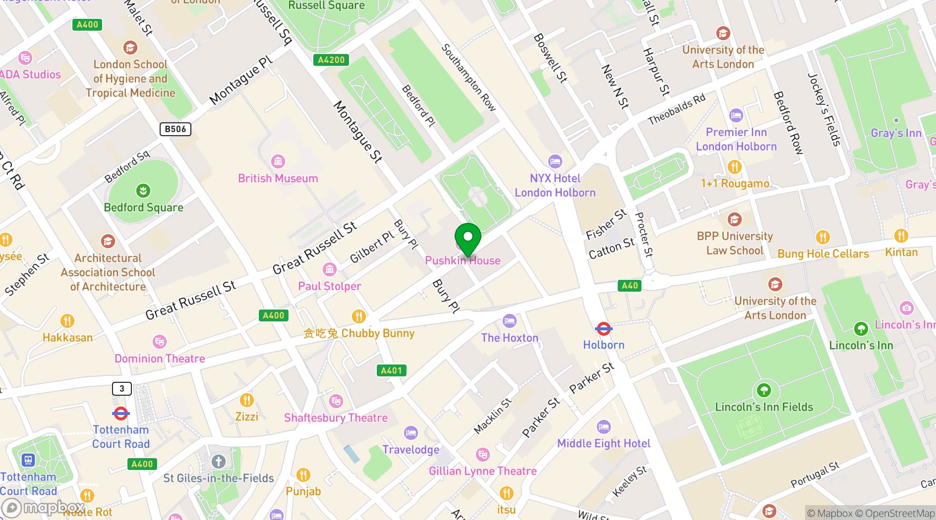 Map showing Swedenborg Hall