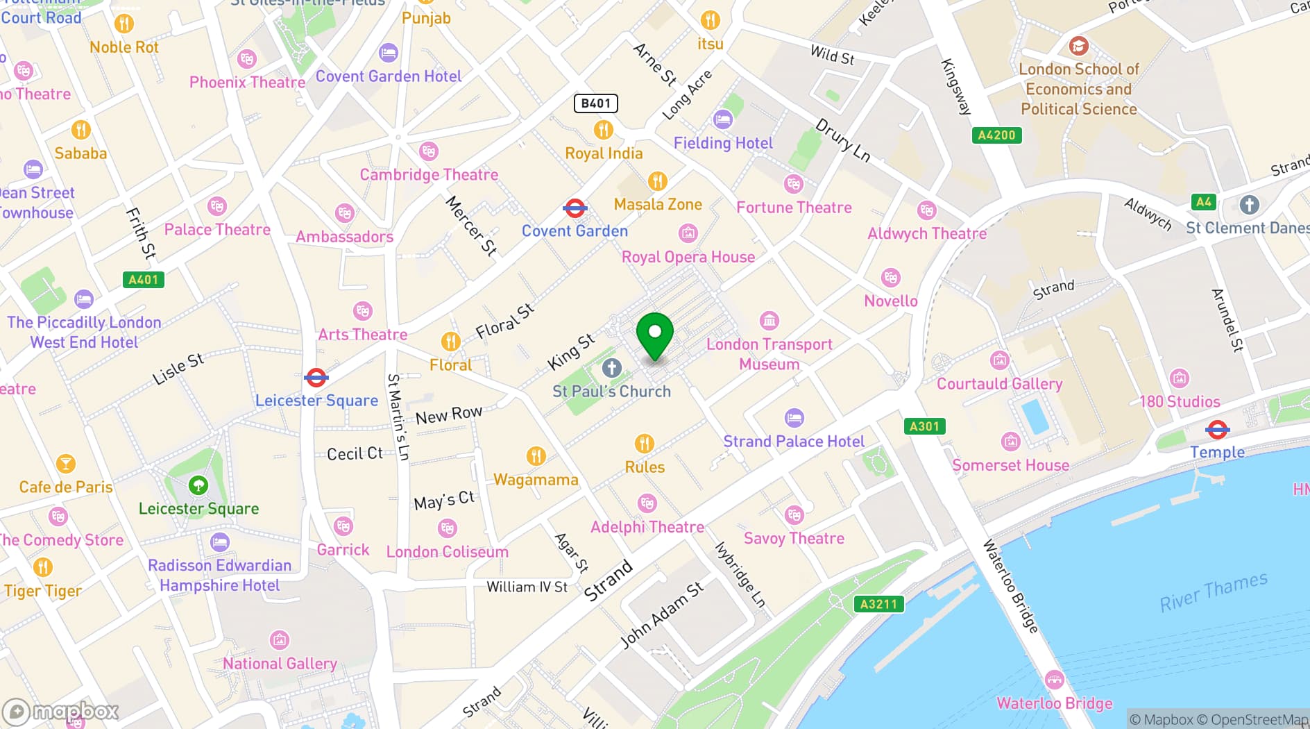 Map showing VyTA Covent Garden