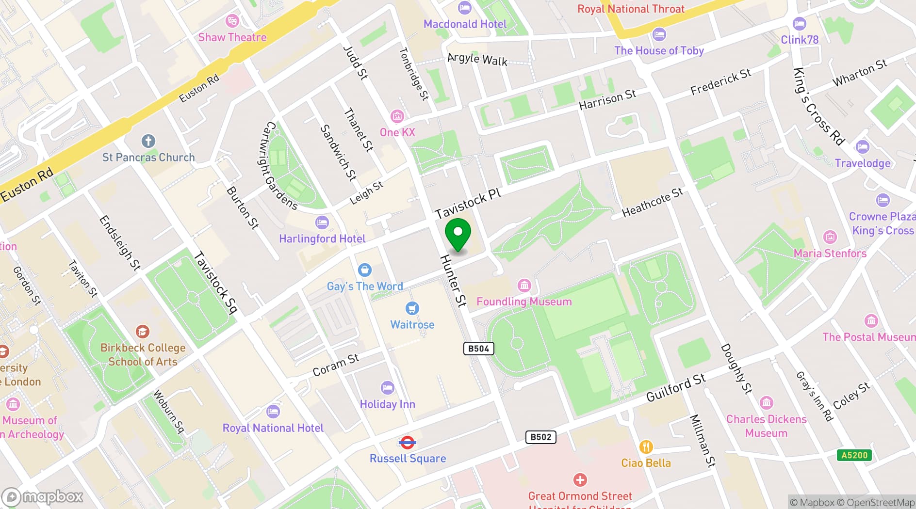 Map showing London Piano Studio