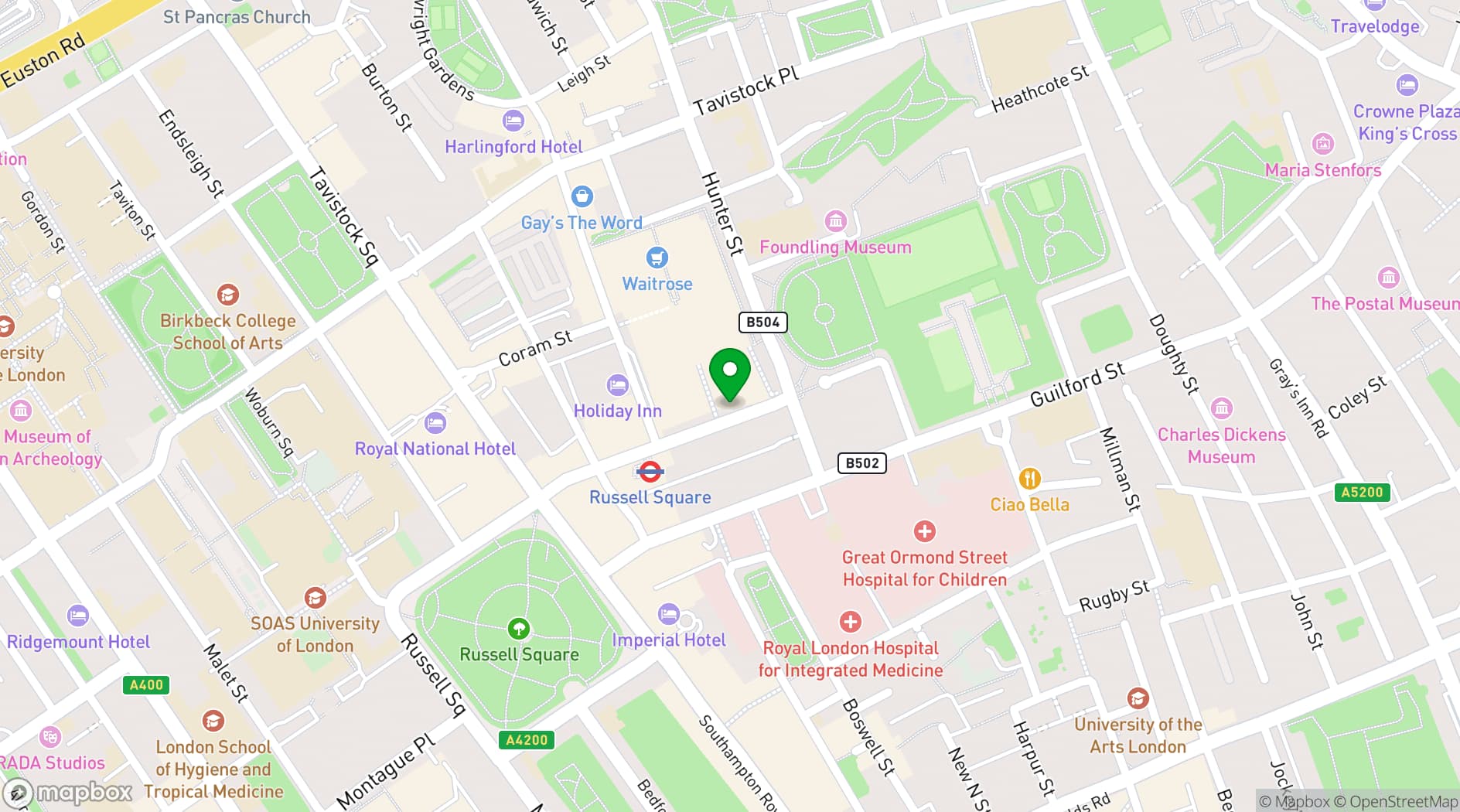 Map showing Riding House Cafe, Bloomsbury