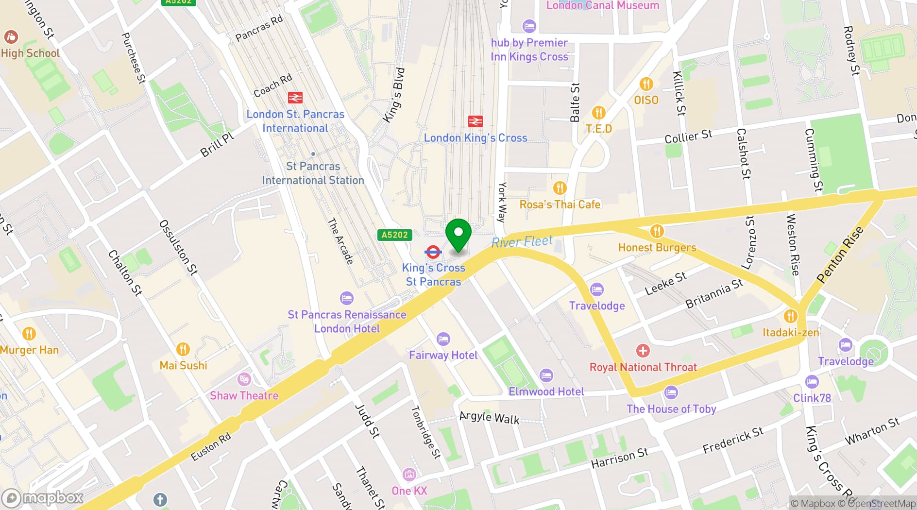 Map showing St. Pancras London 