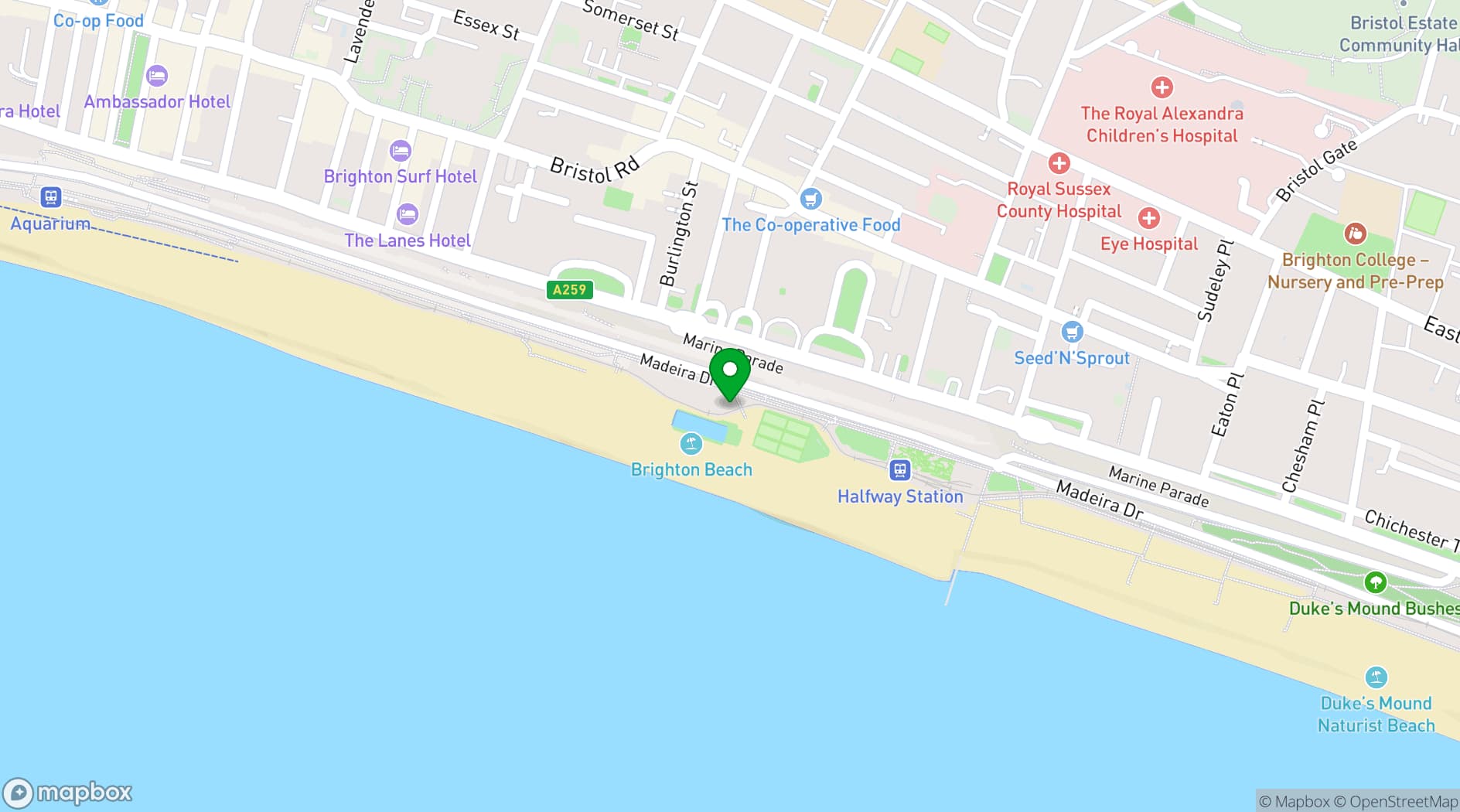 Map showing Sea Lanes Brighton
