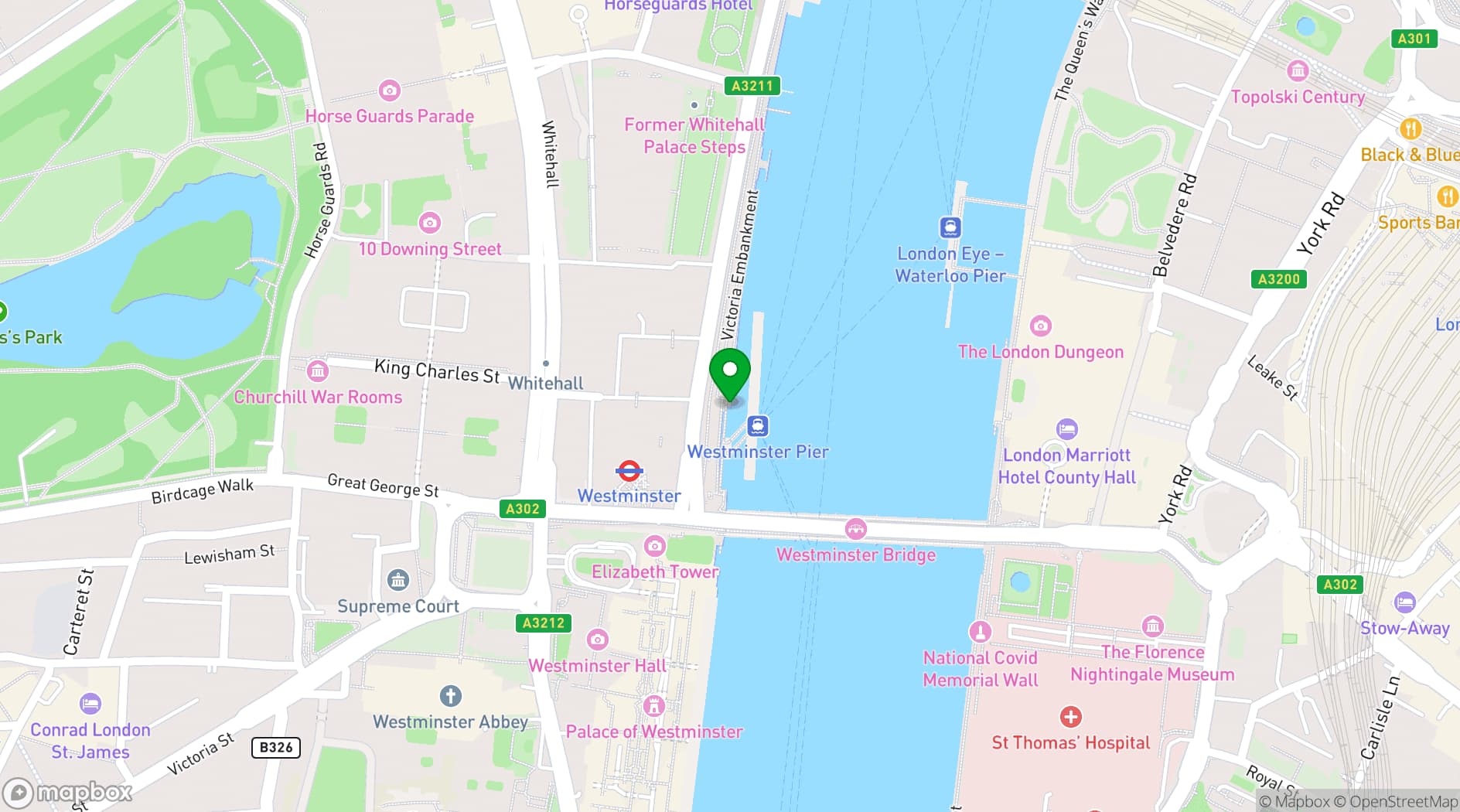 Map showing West End on the Thames