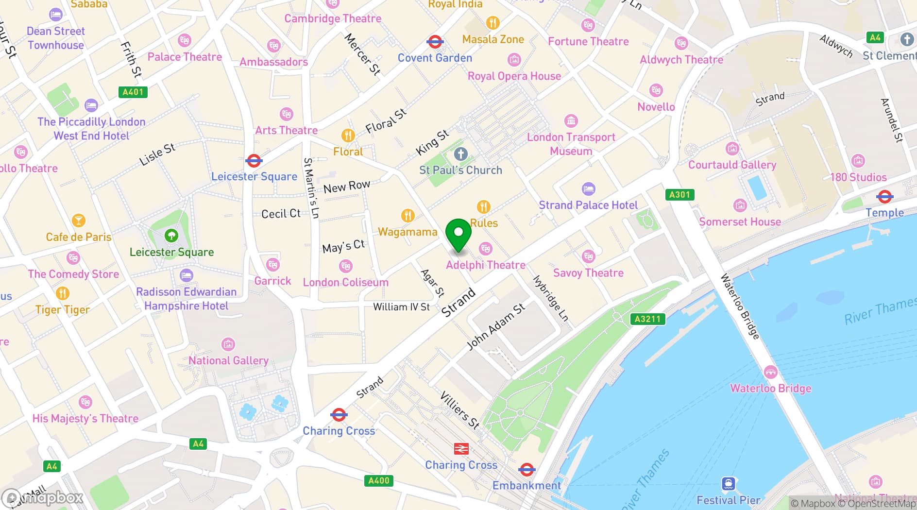 Map showing Covent Garden