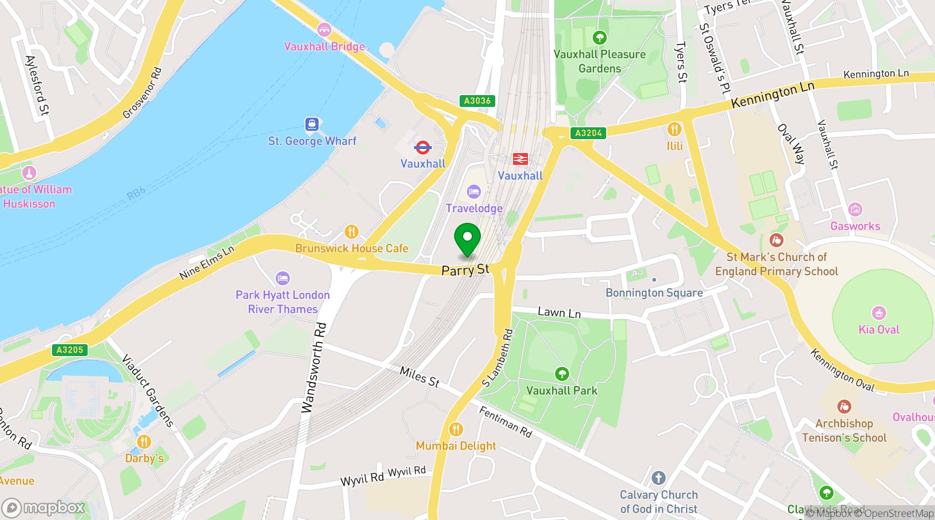 Map showing Vauxhall Arches 