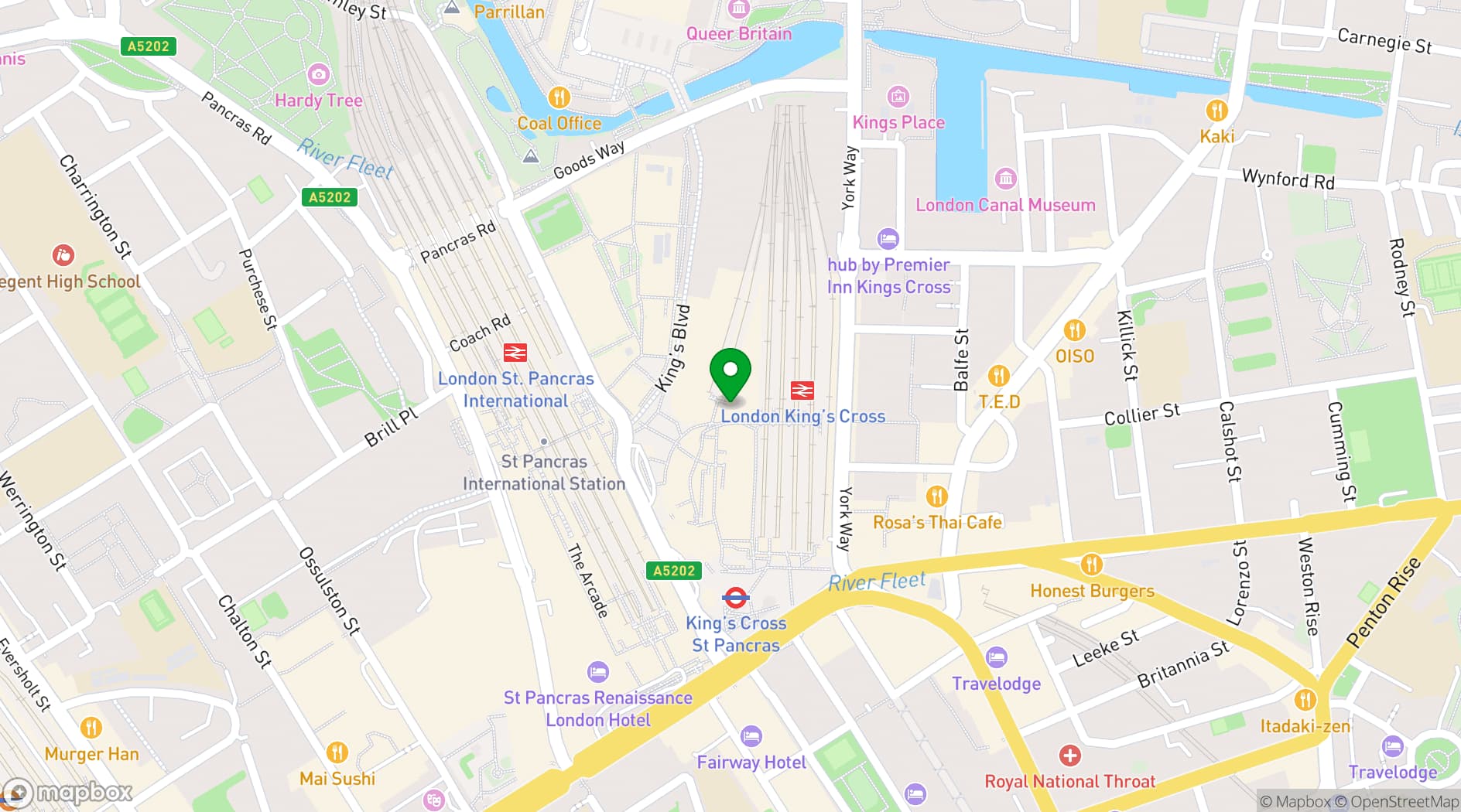 Map showing The Parcel Yard