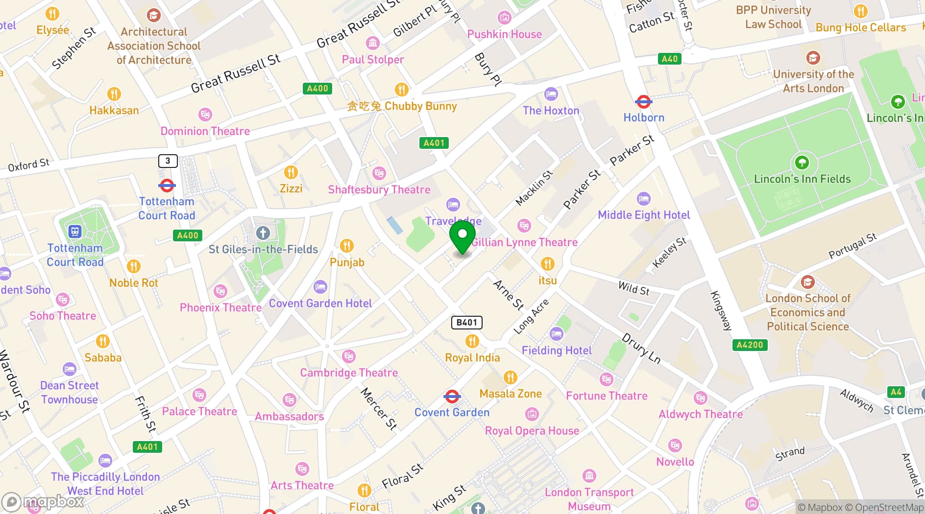 Map showing The Poetry Café
