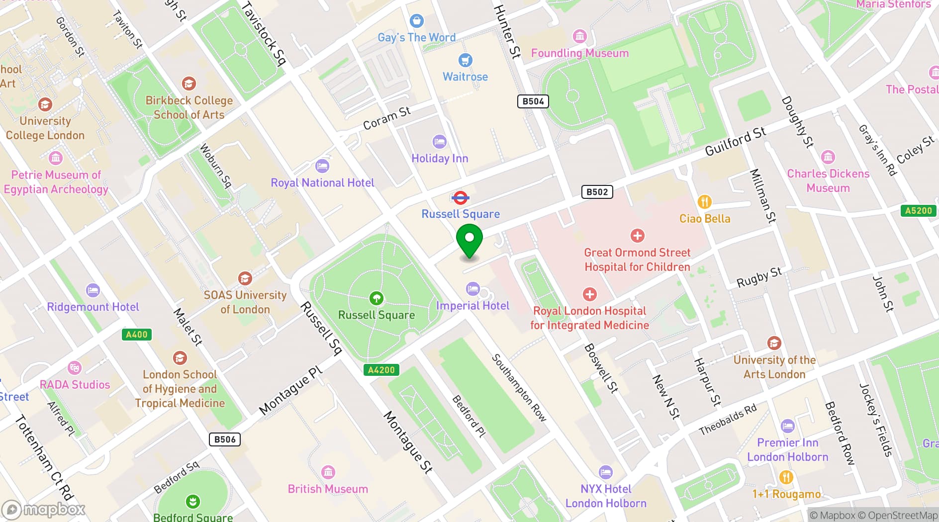 Map showing President Hotel