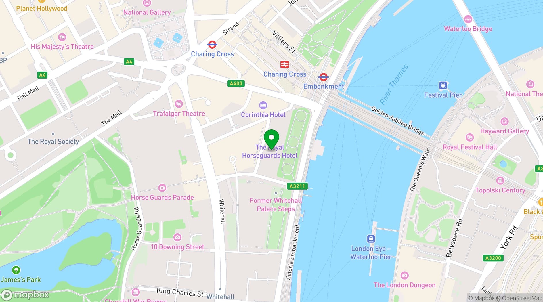 Map showing The Royal Horseguards Hotel & One Whitehall Place
