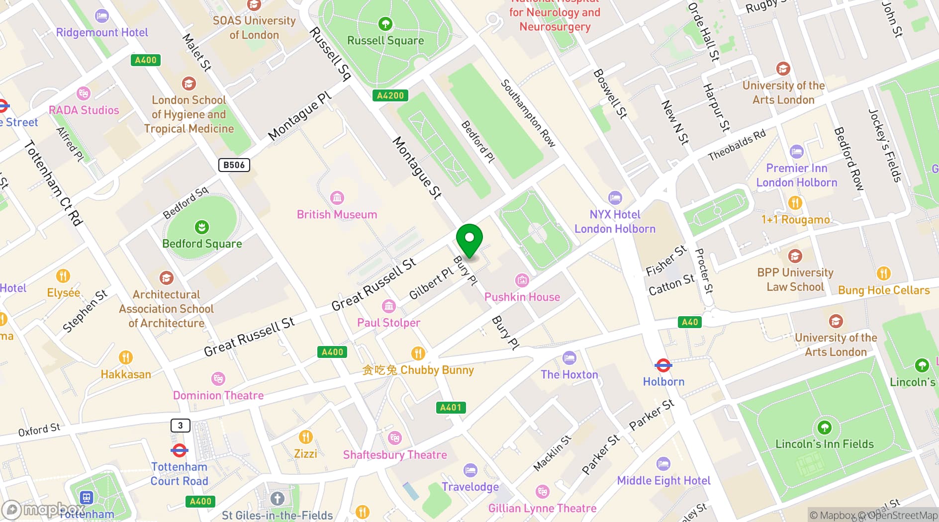 Map showing London Review Bookshop