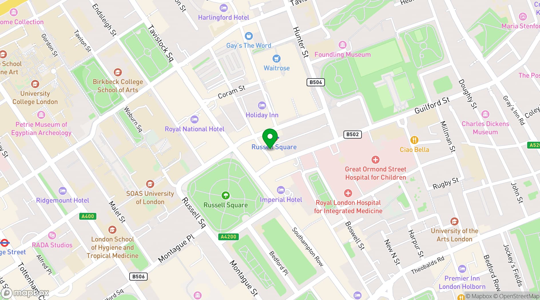 Map showing The Horse Hospital