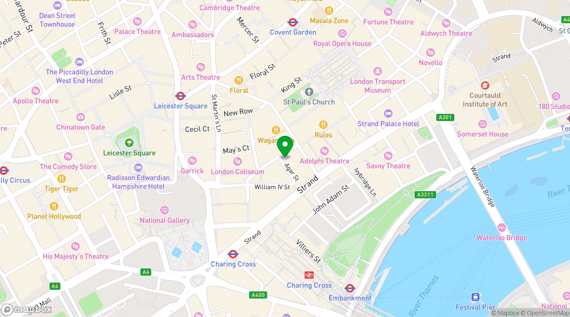 Map showing MONOPOLY Tea Tour